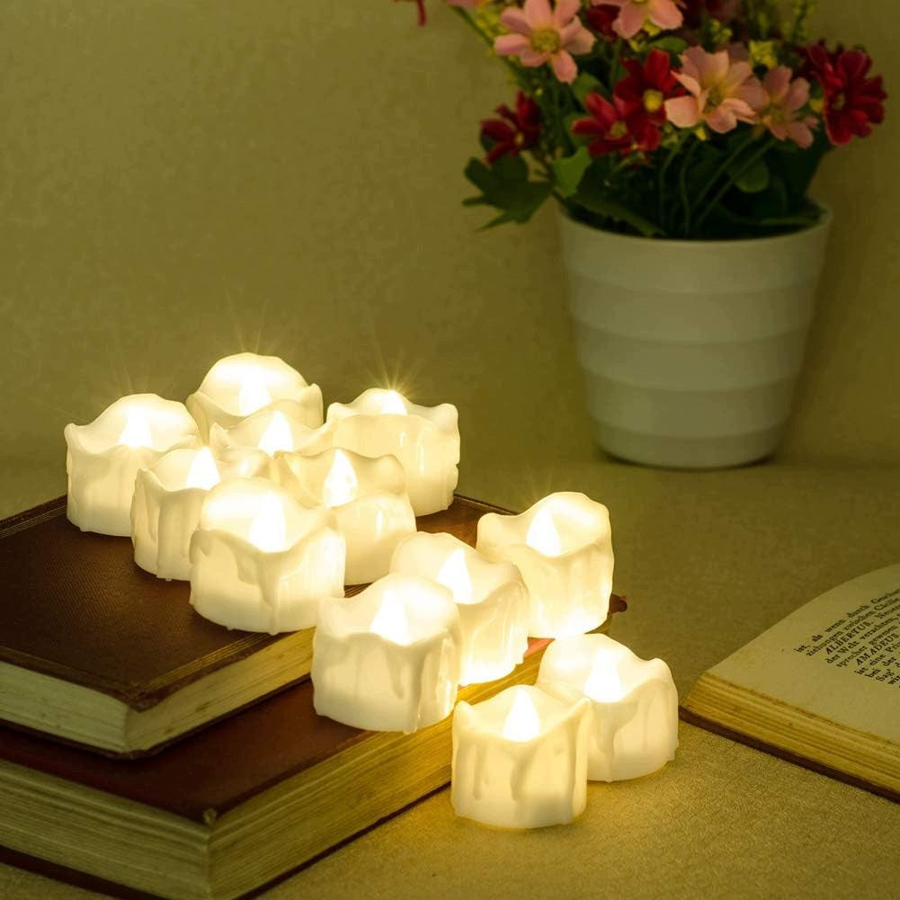 LED TEALIGHT CANDLES WITH TIMER 12 PIECES FLICKERING BATTERY Medical device no