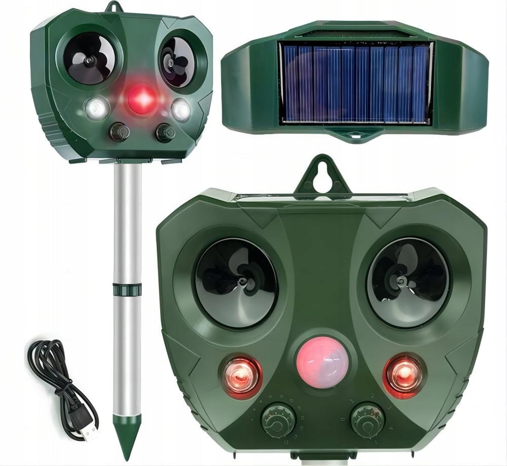 LED UV SOLAR DETERRENT 7in1 10M 300m² MOTION SENSOR BIRDS CATS