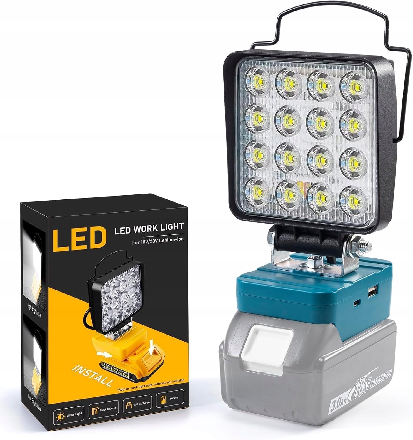 LED Workshop Lamp for Makita 18 V 4800 lm 48 W Working USB C Rechargeable