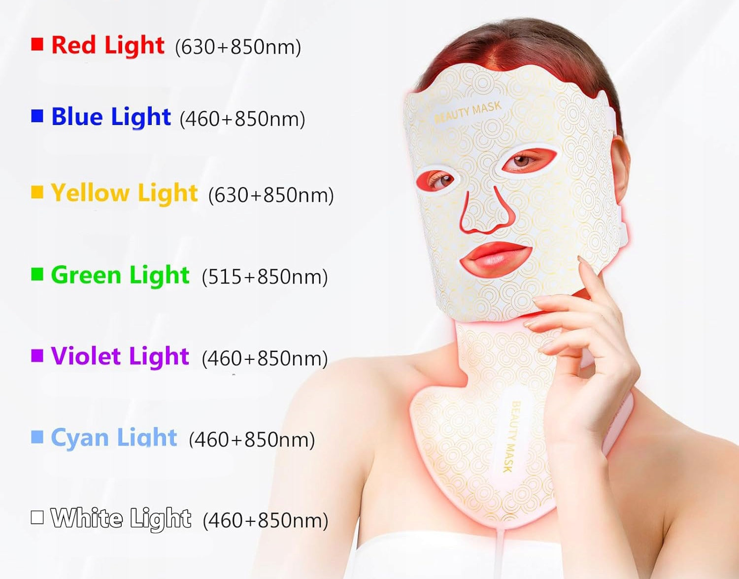 LED face mask phototherapy 7 colors for neck anti aging Brand no brand