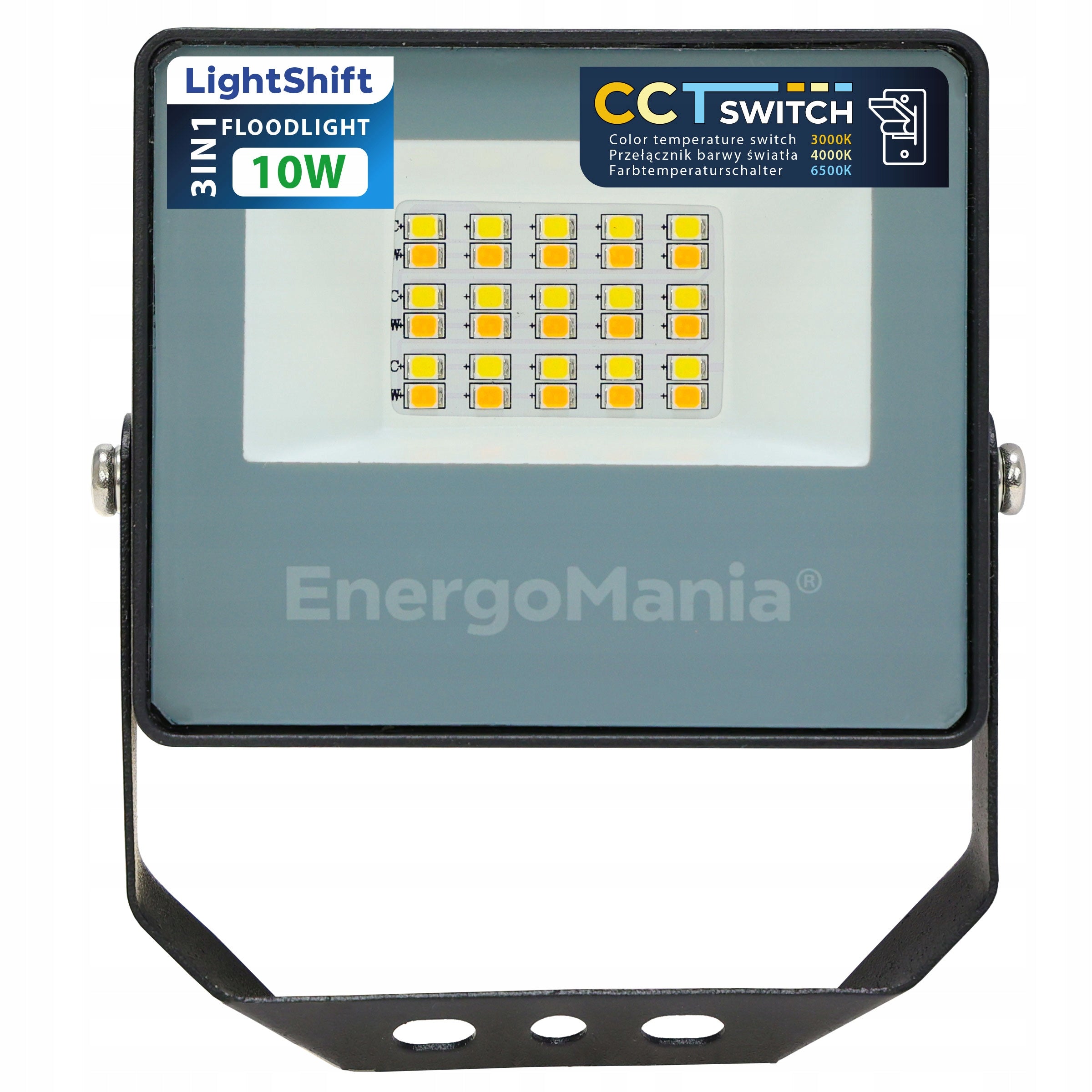LED floodlight LightShift CCT 10W 1350 lm 3in1 warm neutral cold