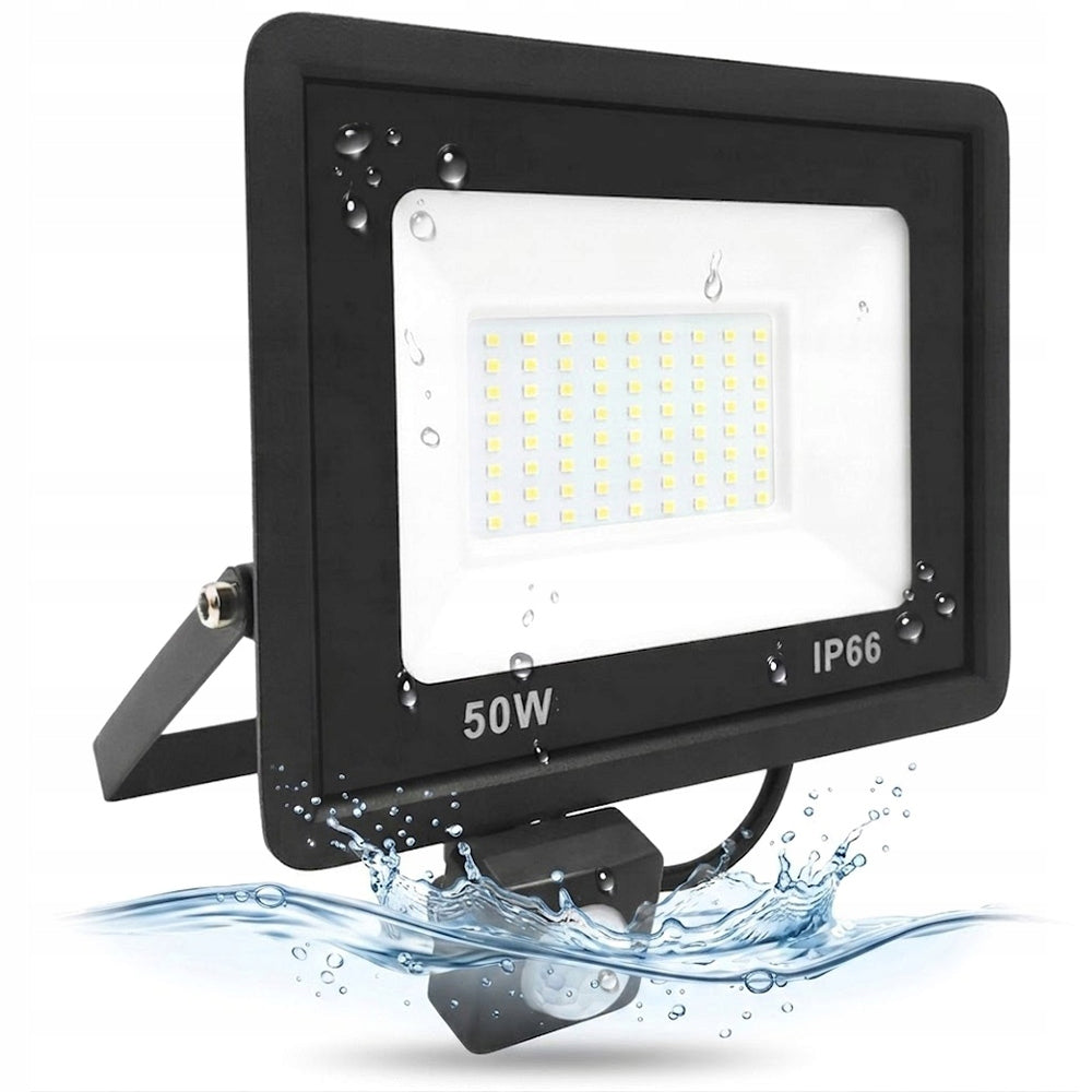 LED floodlight SLIM 50W halogen with MOTION AND dusk SENSOR reflector