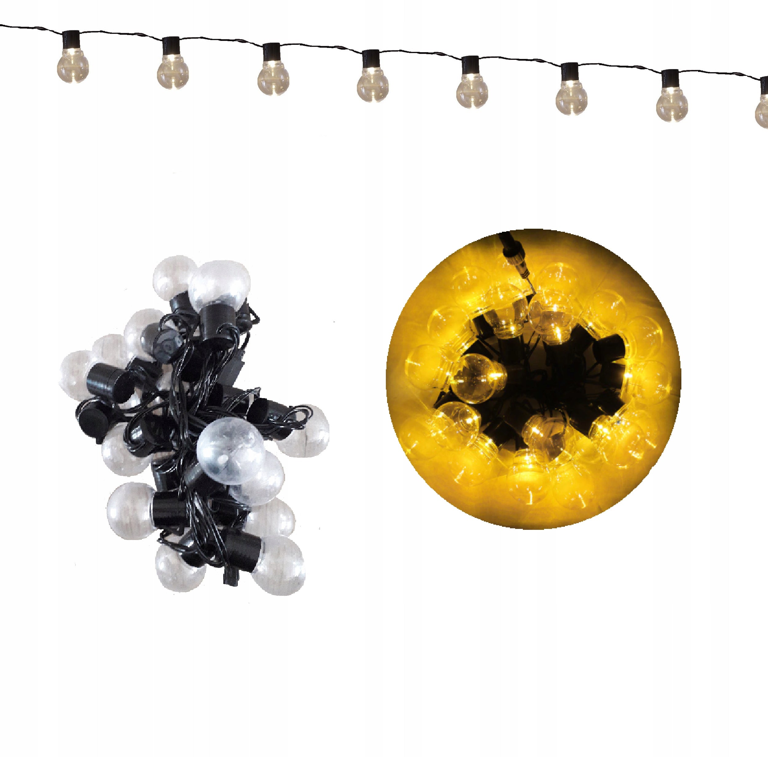 LED garland PVC bulbs heat color 10m dense 38 bulbs