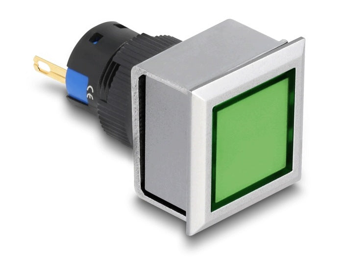 LED indicator light 16 mm green square 12 V Delock 22056