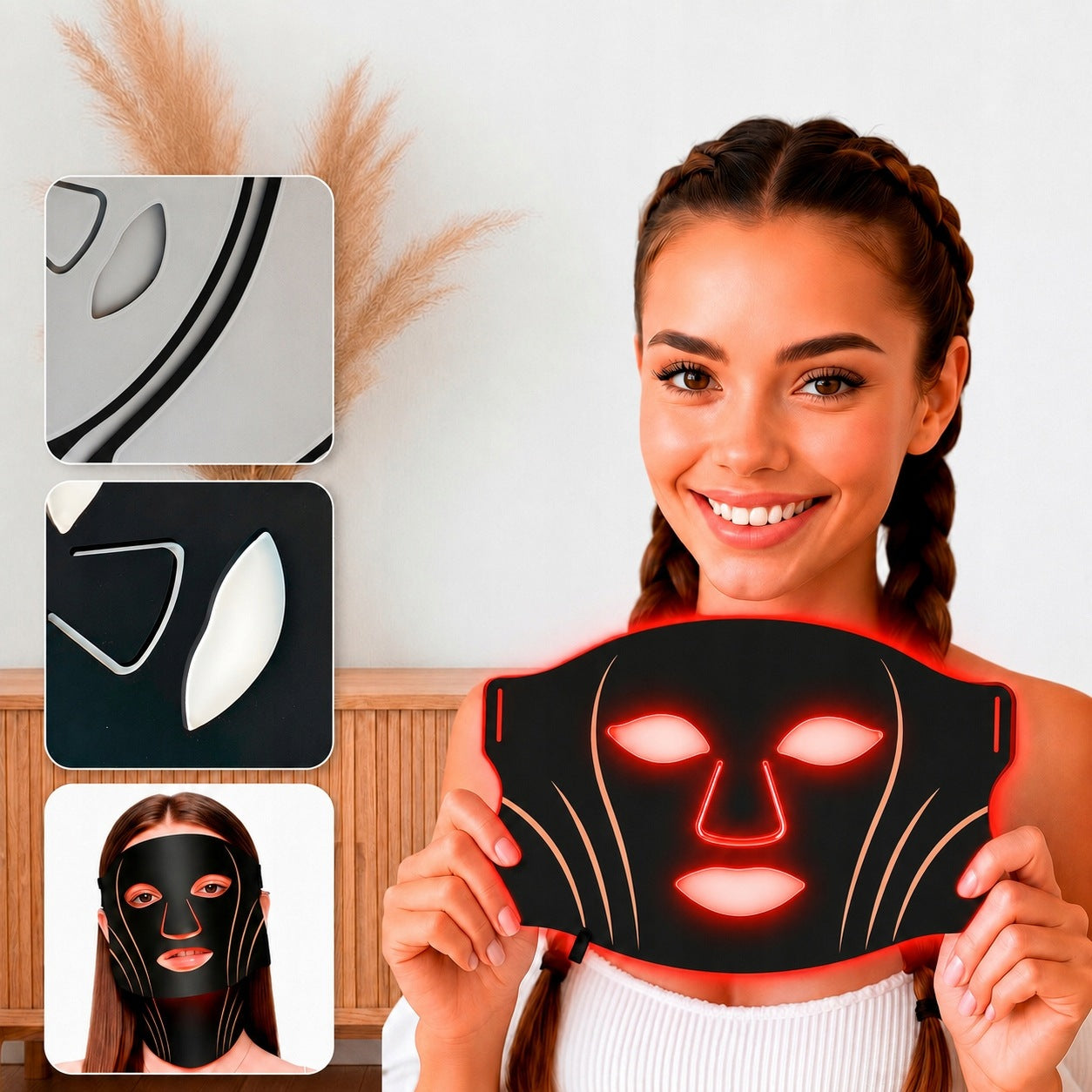 LED maska do twarzy i szyi – 7 kolorów światła – pielęgnacja skóry Packaging status original