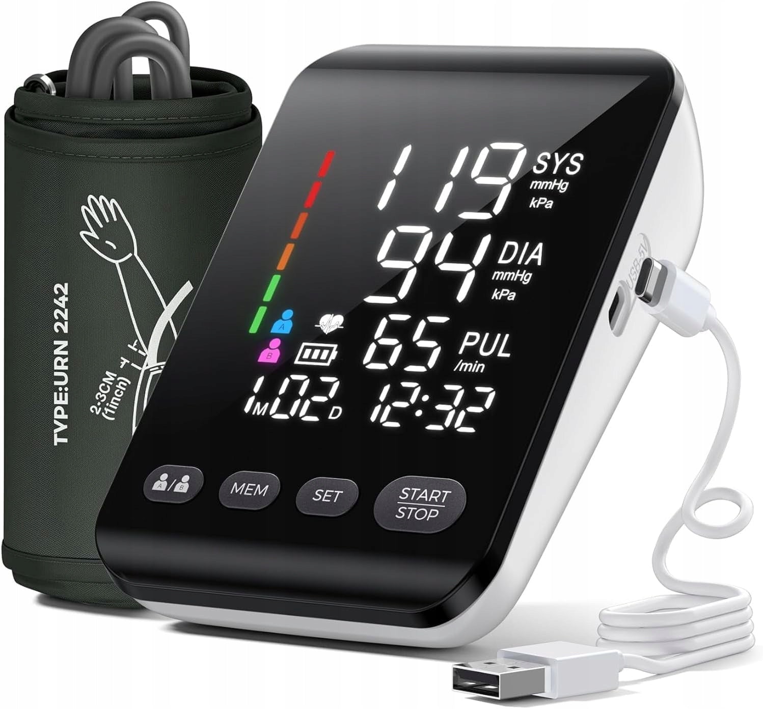 LED shoulder blood pressure monitor Aidisy with memory 2 users 22-42 cm