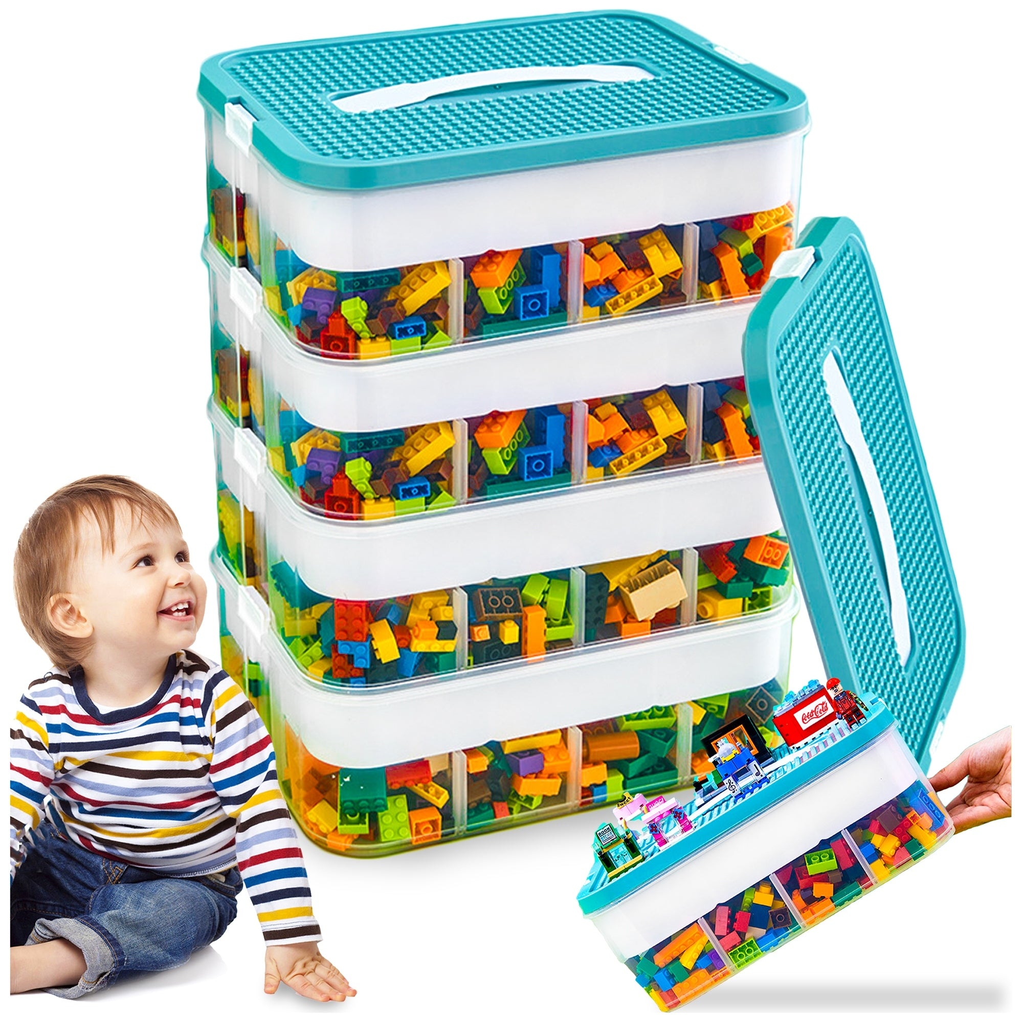 LEGO 4-STOREY Layer Plastic Block Container with 24 L Compartments