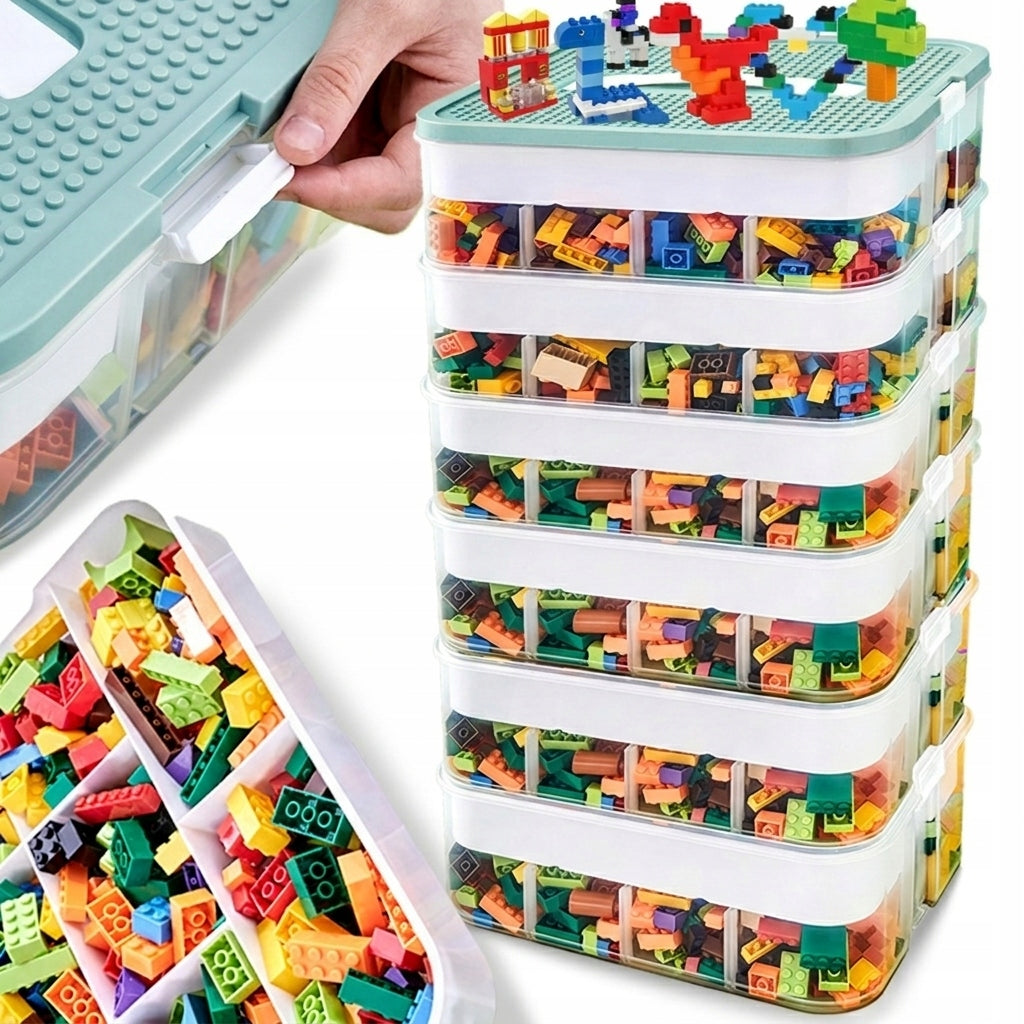 LEGO BRICK CONTAINER 6-STOREY LAYERED ORGANIZER WITH COMPARTMENTS 44 L
