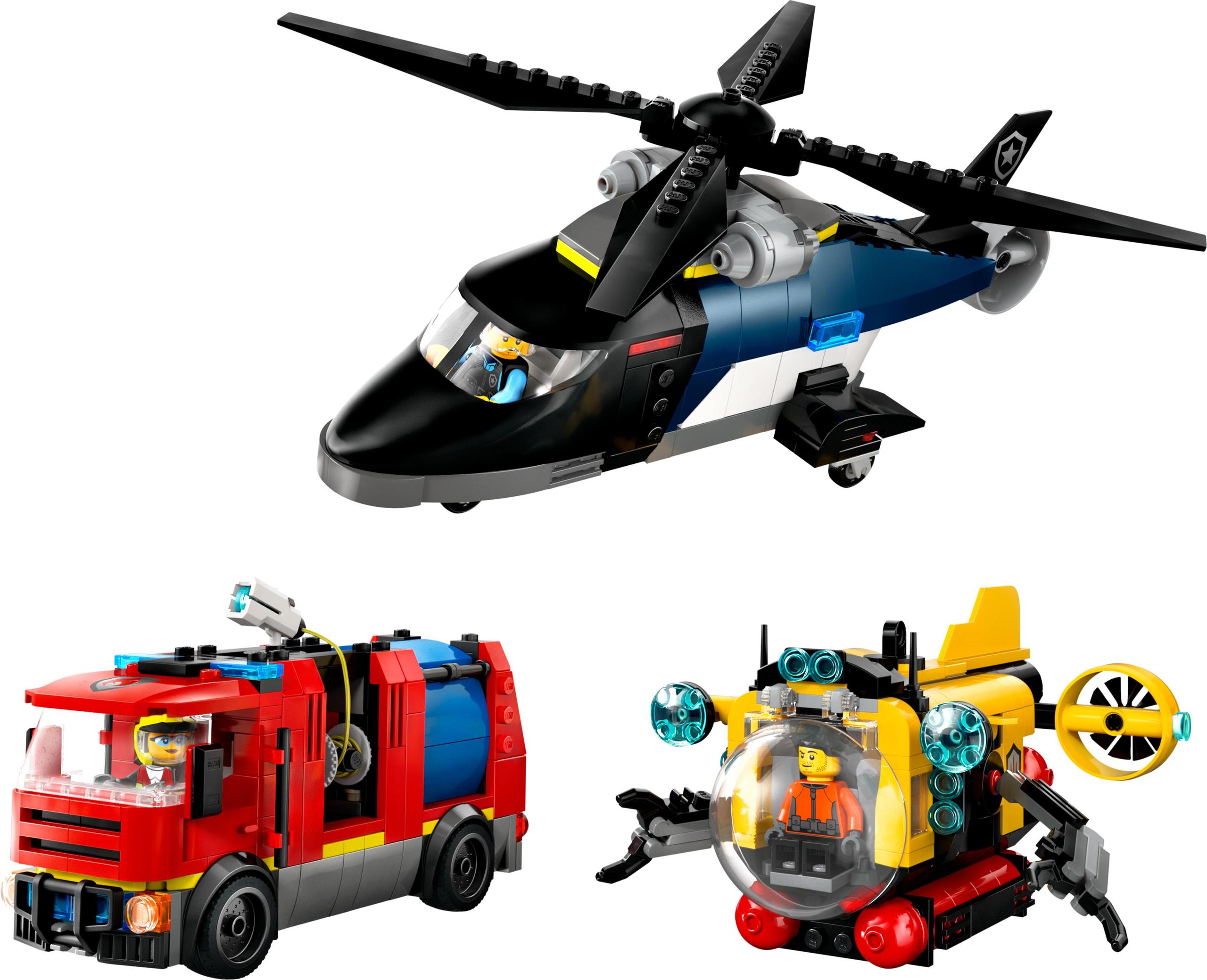 LEGO City 60462 Set with Helicopter, Fire Truck and Submarine Brand LEGO