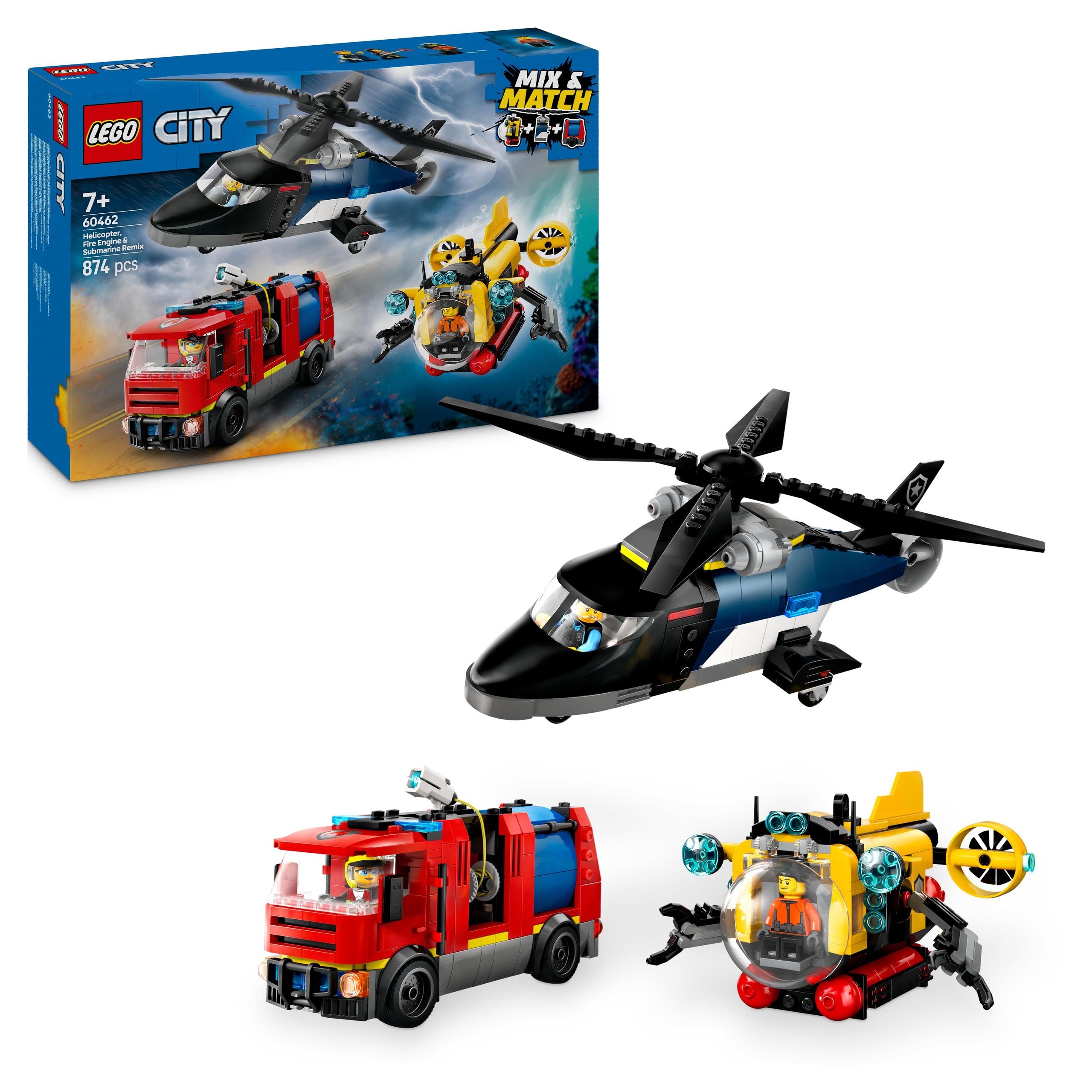 LEGO City 60462 Set with Helicopter, Fire Truck and Submarine Product number 60462