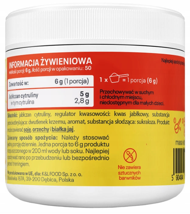LEMON CITRULLINE 300g Citrulline Malate Citrulline Pro+ quality Kol-Pol Manufacturer code Cytrulina Cytrynowa 300g Kol-Pol