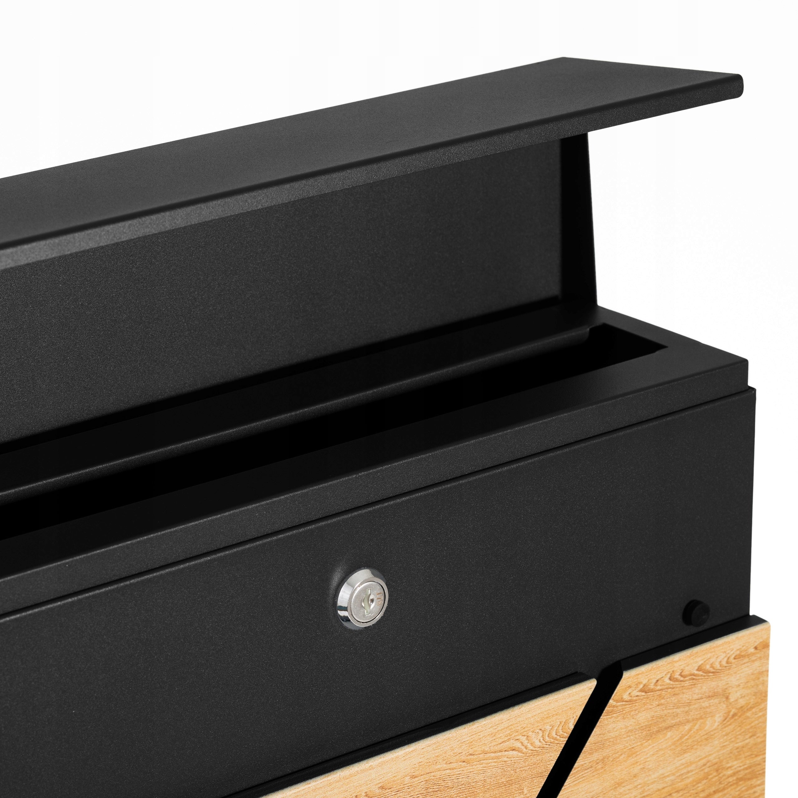 LETTERBOX WITH ADDRESS HOUSE NUMBER UV PRINT IN WOOD COLOR Black Color black