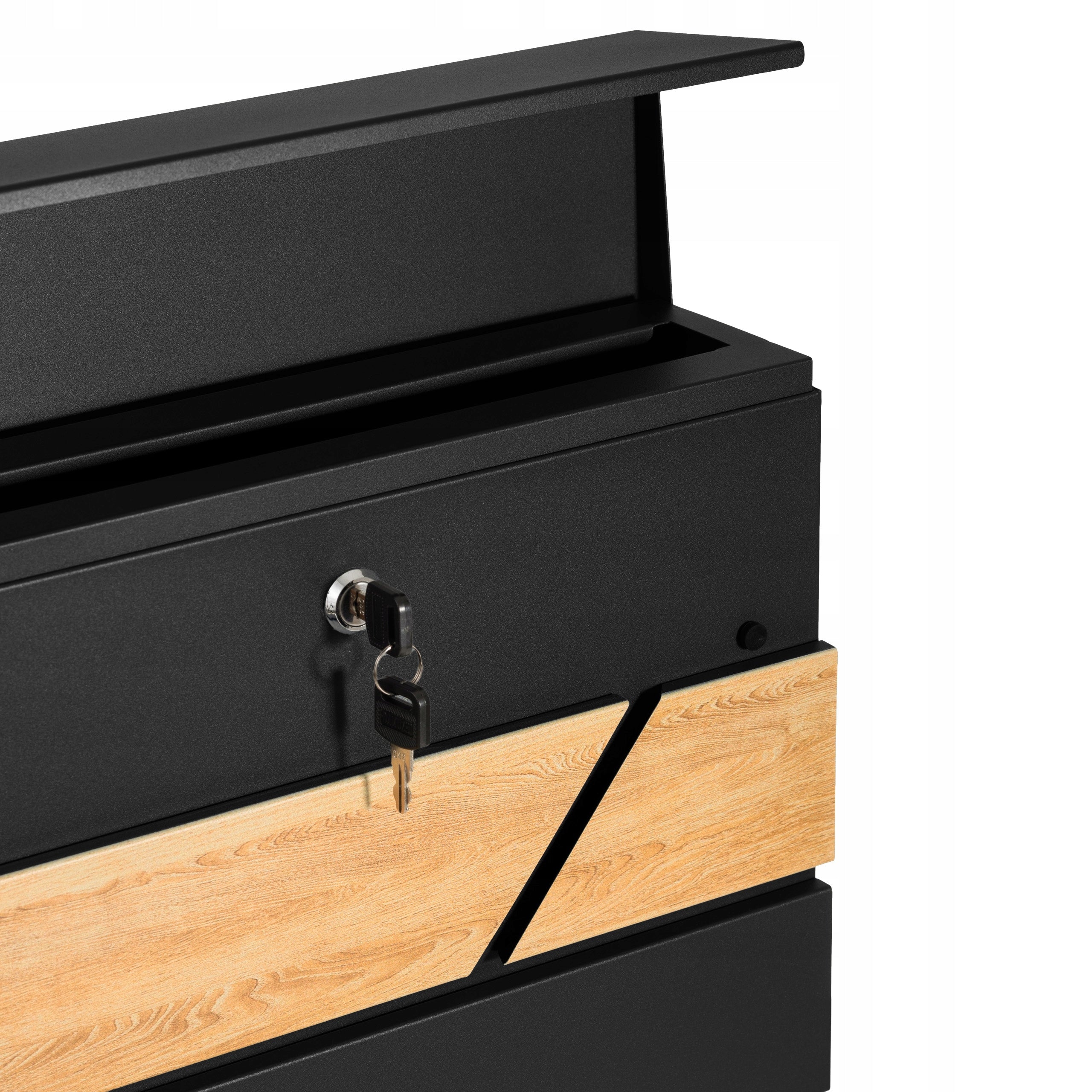 LETTERBOX WITH ADDRESS HOUSE NUMBER UV PRINT IN WOOD COLOR Black Packaging status original
