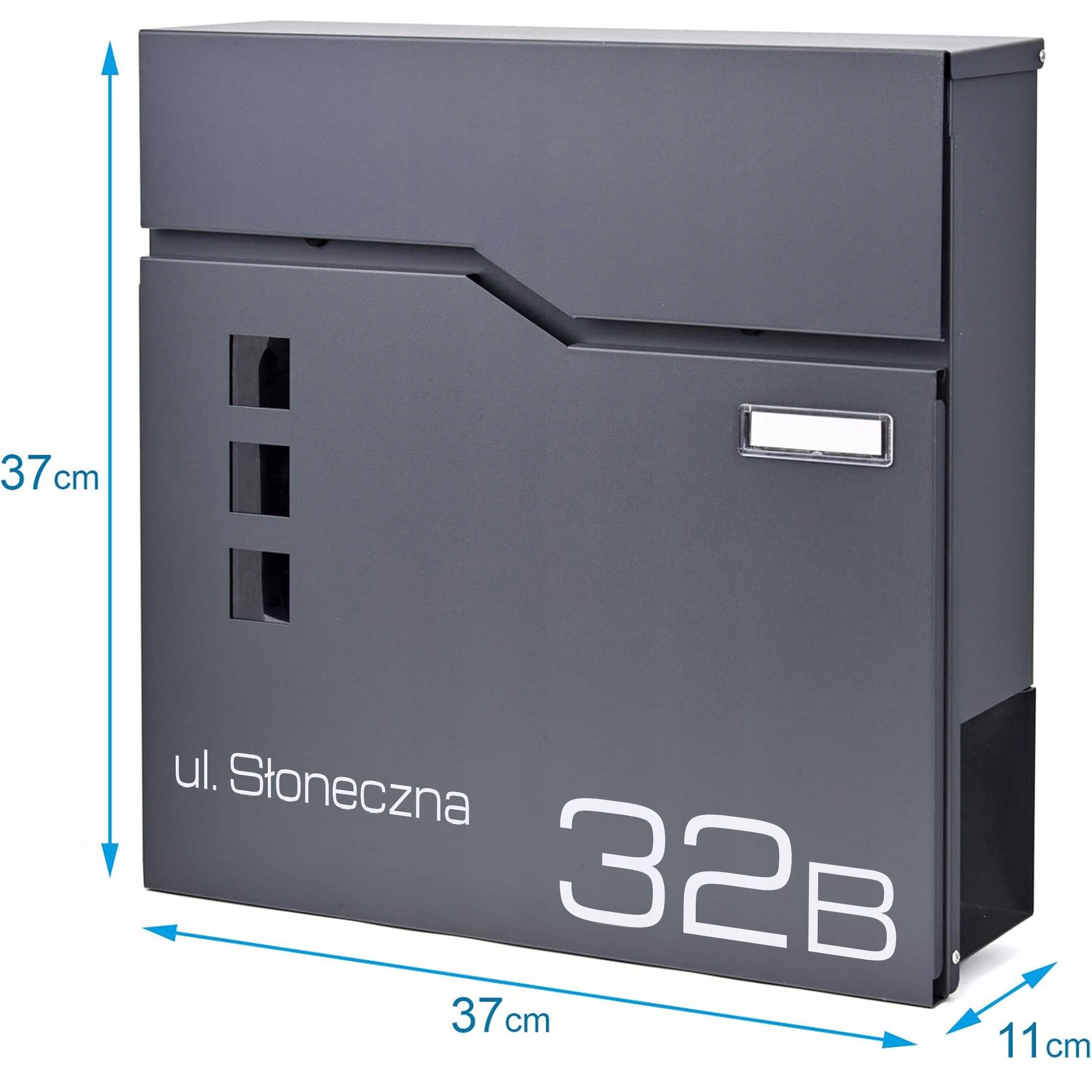 LETTERBOX WITH HOUSE NUMBER INSCRIPTION PRINT UV ANTHRACITE Brand Verda