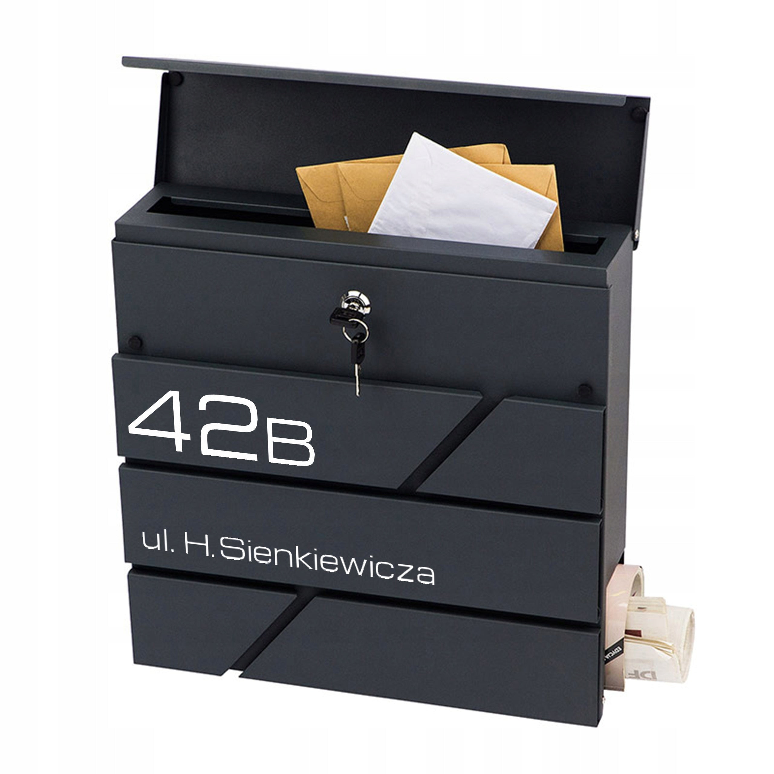 LETTERBOX WITH HOUSE NUMBER INSCRIPTION PRINT UV ANTHRACITE Packaging status original