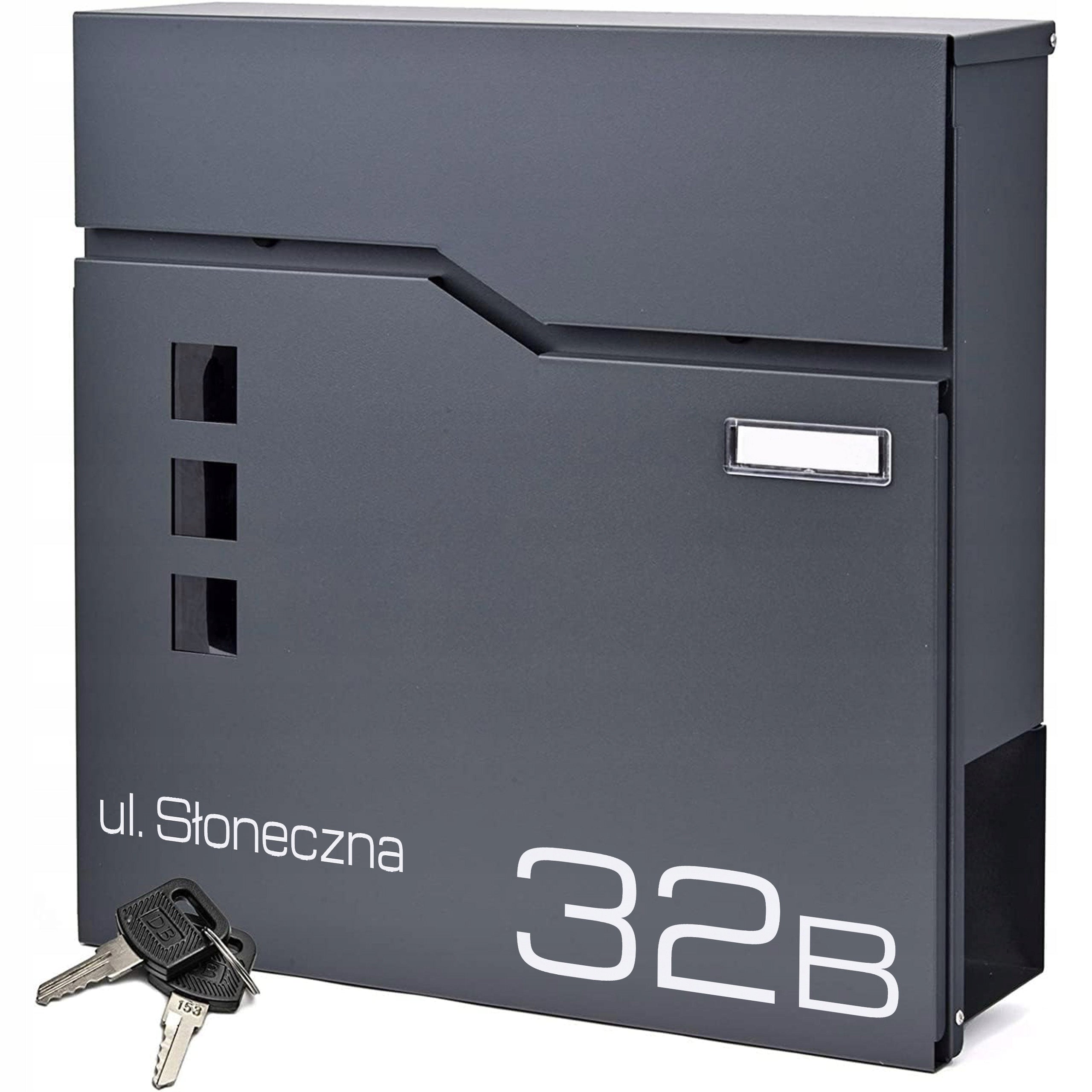 LETTERBOX WITH HOUSE NUMBER INSCRIPTION PRINT UV ANTHRACITE