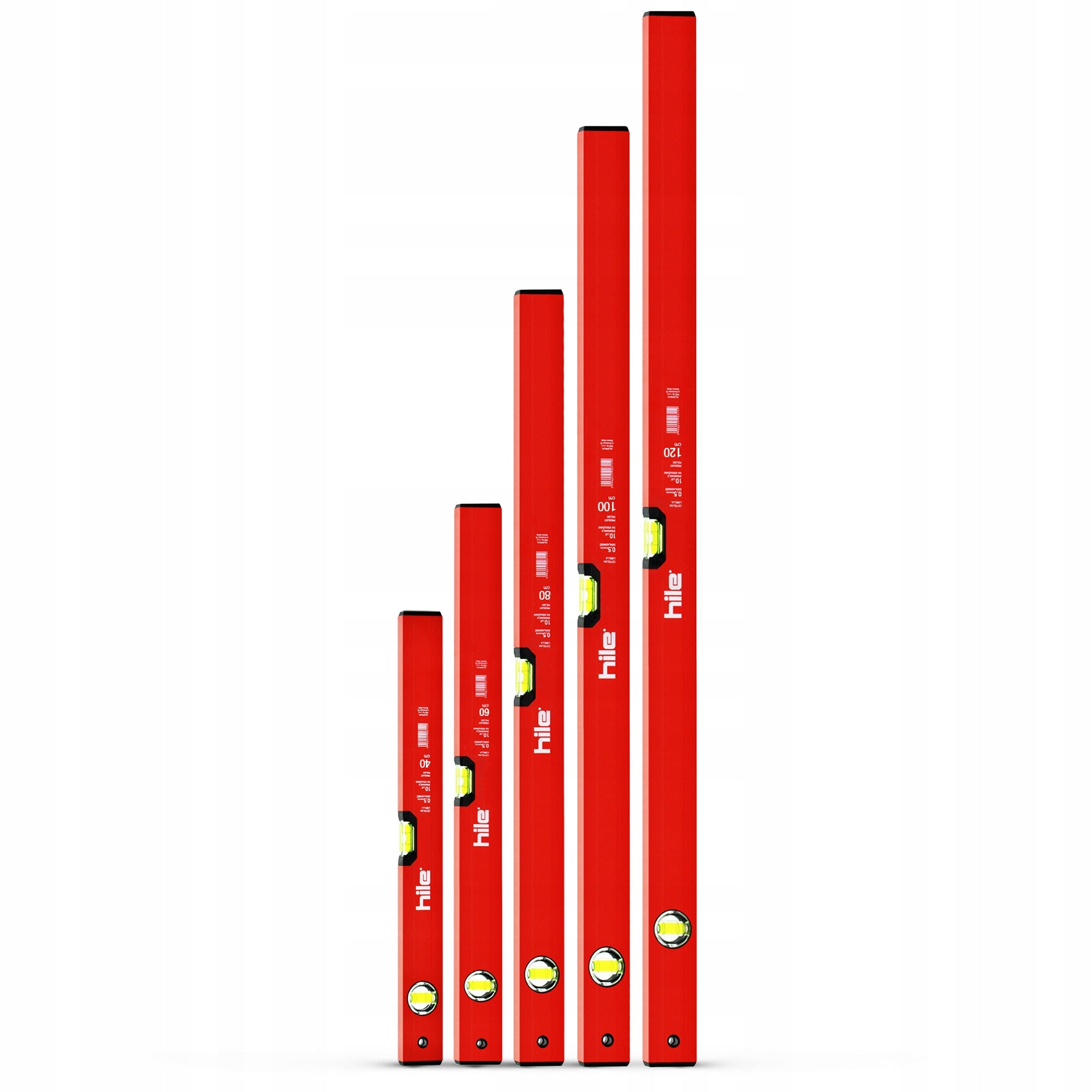 LEVELS Pro Hile SET OF 5 pcs 40/60/80/100/120 cm ALUMINIUM Levels Manufacturer code ZESTAW POZIOMIC 40, 60, 80, 100, 120 cm