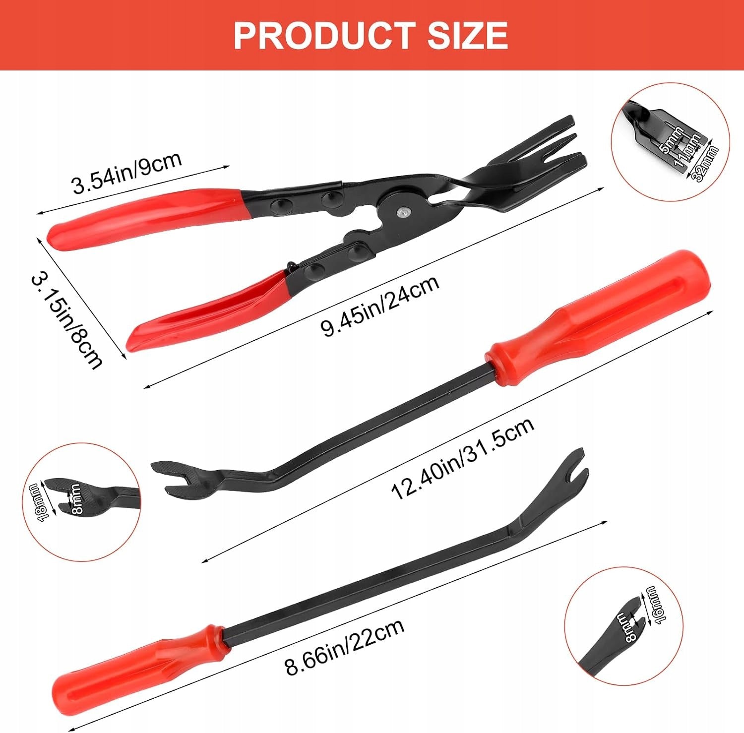 LEVER TOOLS FOR THE CAR 7 ELEMENTS PUSHERS TWEEZERS PULLERS Number of items in the set 7