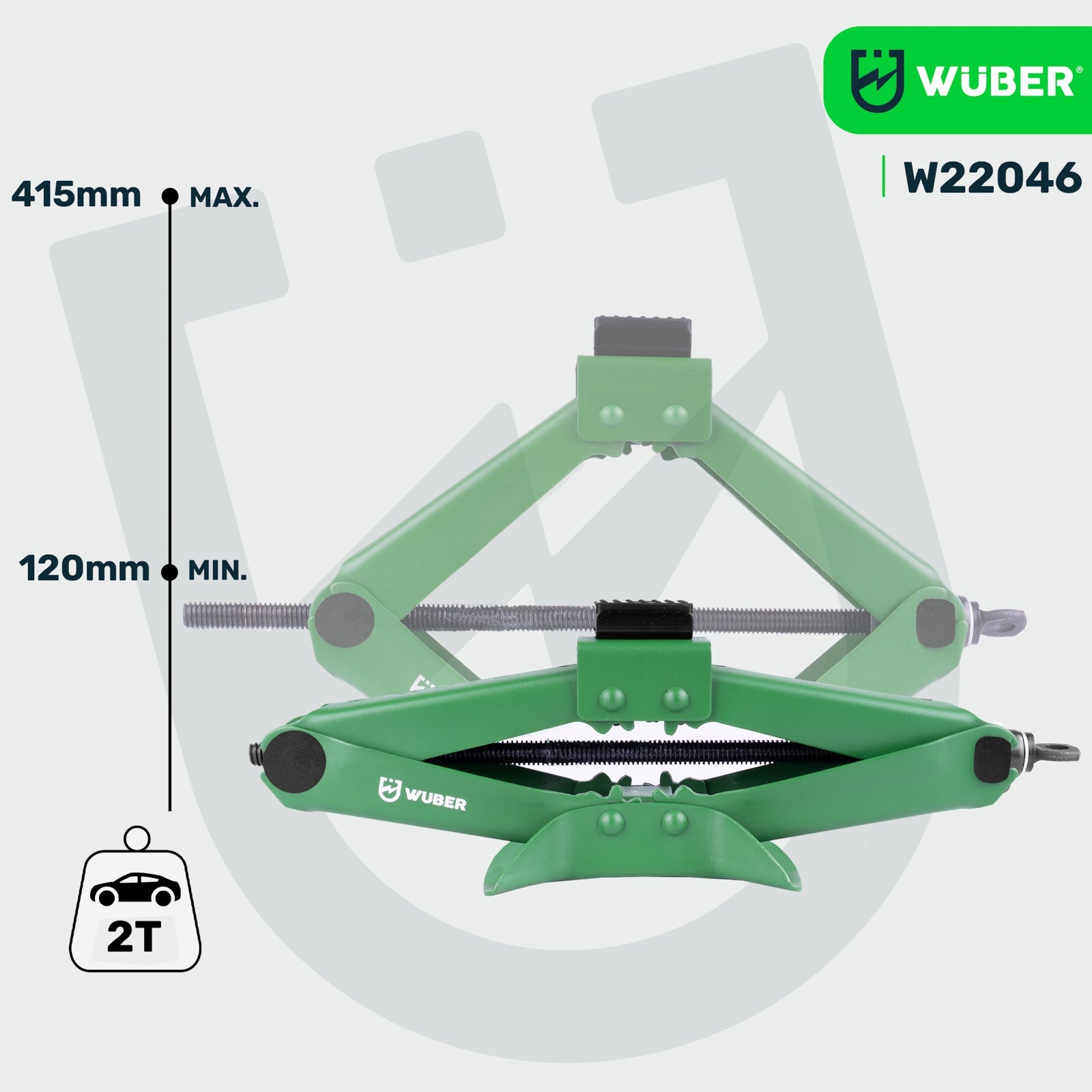 LEVER TRAPEZOIDAL CAR LIFT FOR WHEEL REPLACEMENT TRAPEZOID 2T 120-415 mm Product weight with unit packaging 3.5 kg