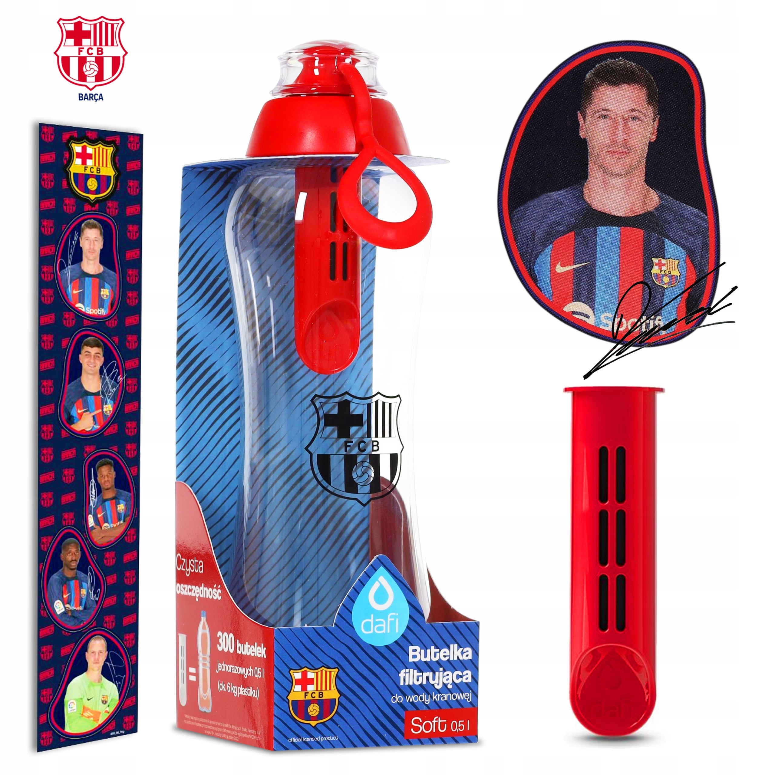 LEWANDOWSKI Dafi FC Barcelona bottle 0.5l + 1 filter
