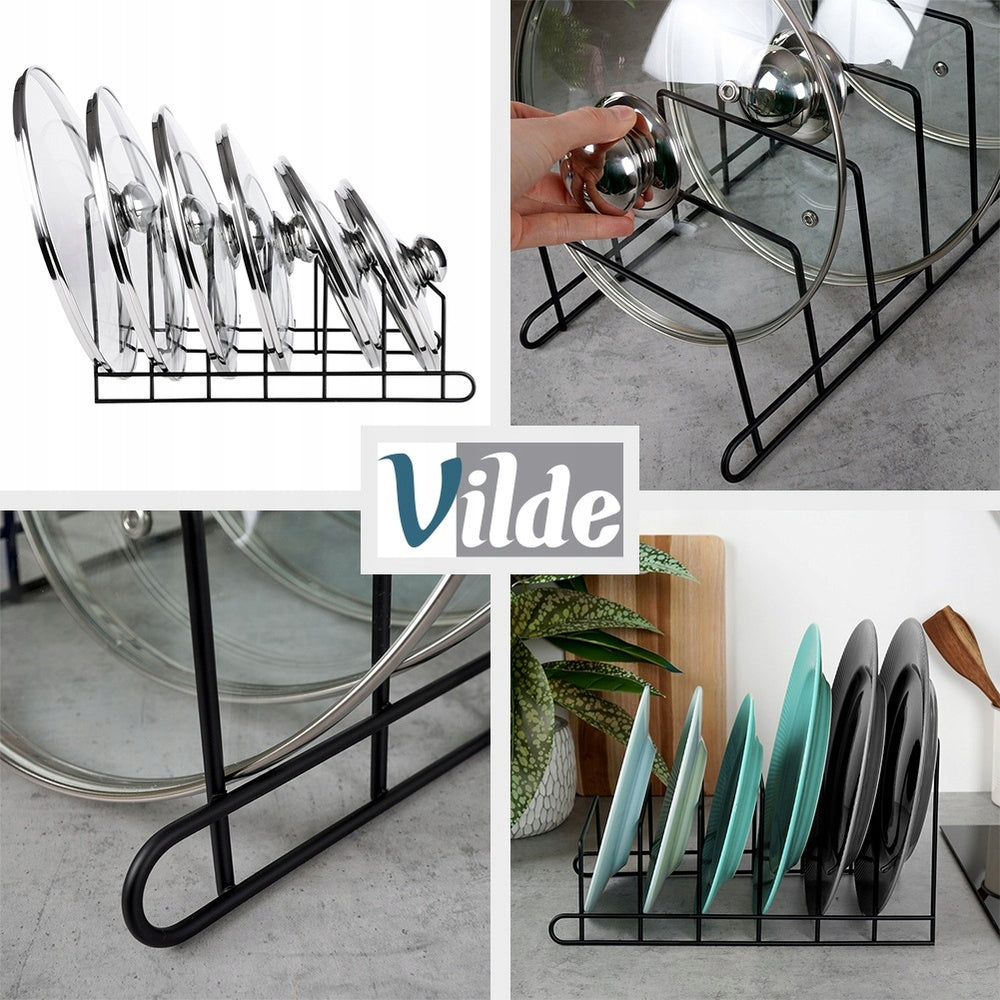 LID Stand PLATES Kitchen Organizer Black Metal for Drawer Cabinet Brand Vilde