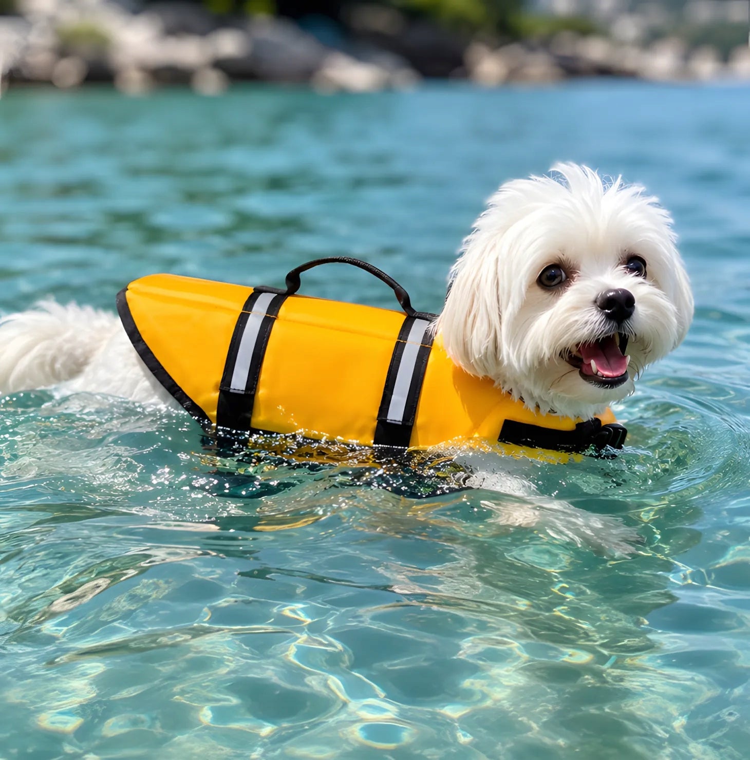 LIFE JACKET 53 CM FOR DOG LIFE VEST SWIMMING S YELLOW REFLECTIVE 4-7 KG Manufacturer code kapok dla psa do wody S 53 cm odblask