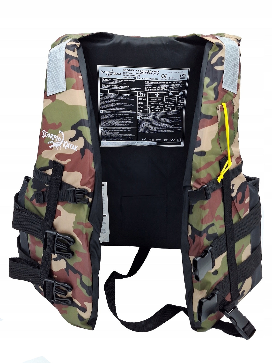 LIFE VEST FISHING SAFETY VEST FOR WATER CAMO XS 25-40 kg Model SCORPIO NEW MORO