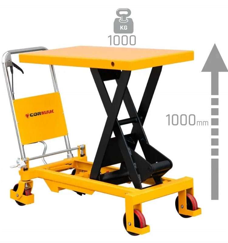 LIFTING TABLE SCISSOR TROLLEY CORMAK TA100 LIFTING CAPACITY 1000KG TO 1000MM