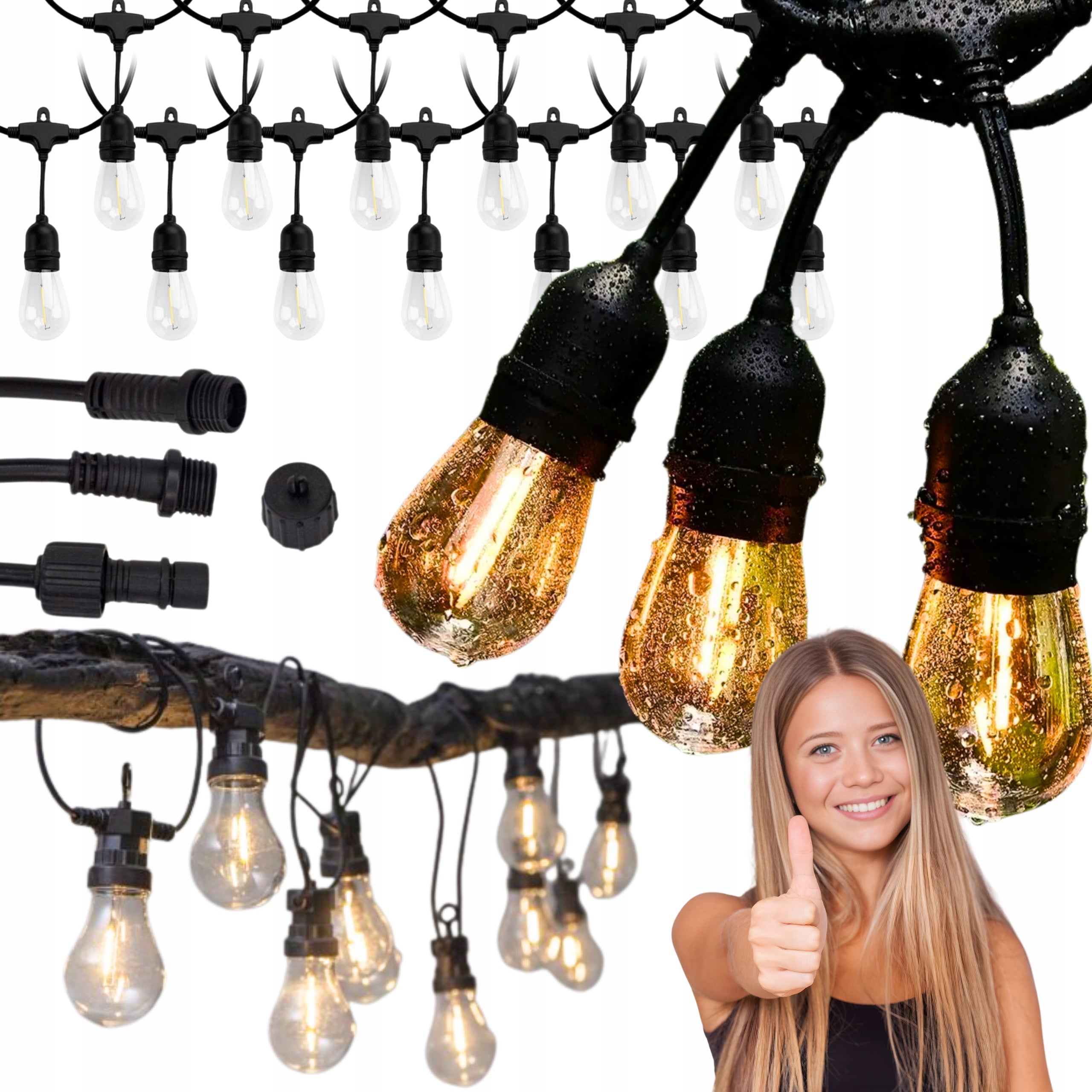 LIGHT GARLAND garden lamps garden bulbs for balcony terrace 15m