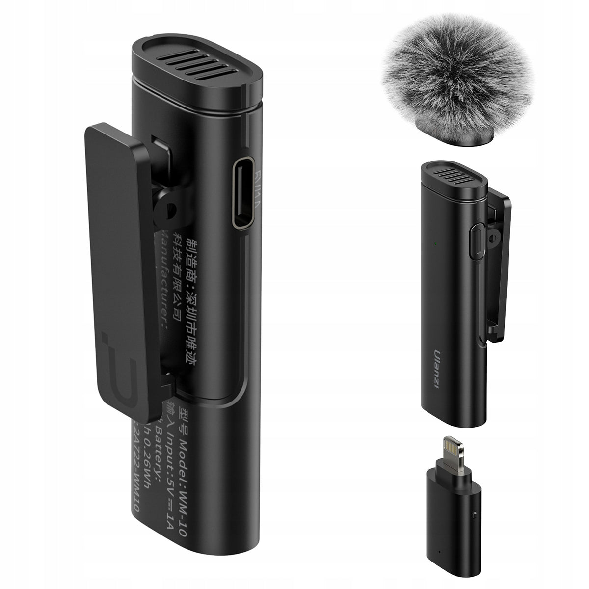 LIGHTNING WIRELESS TIE MICROPHONE FOR IPHONE 70 mAh Ulanzi WM-10-I