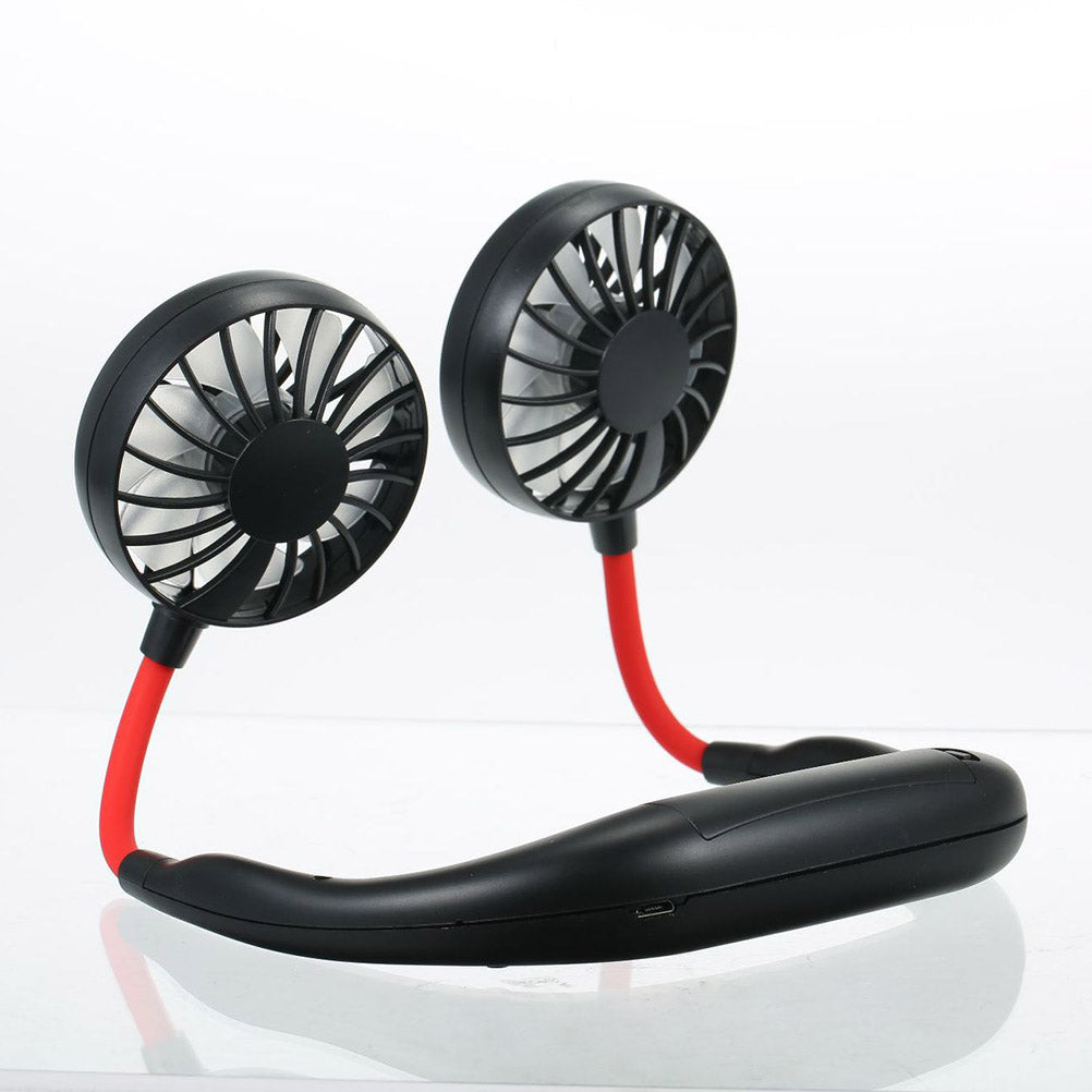 LIGHTWEIGHT BLACK PORTABLE NECK FAN WITH USB CHARGING Dominant color multicolor