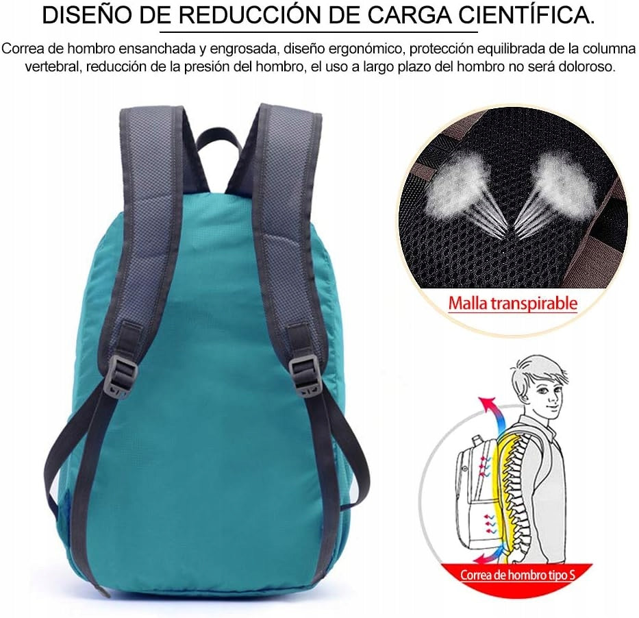 LIGHTWEIGHT FOLDING BACKPACK WATERPROOF PRACTICAL HIKING BACKPACK Blue Kind sports
