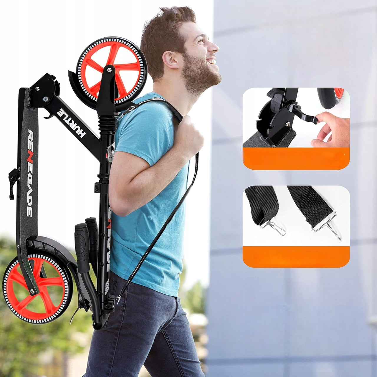 LIGHTWEIGHT FOLDING SCOOTER WHOLESALE FOR TEENAGERS AND ADULTS BLACK Manufacturer code HURTSBLK