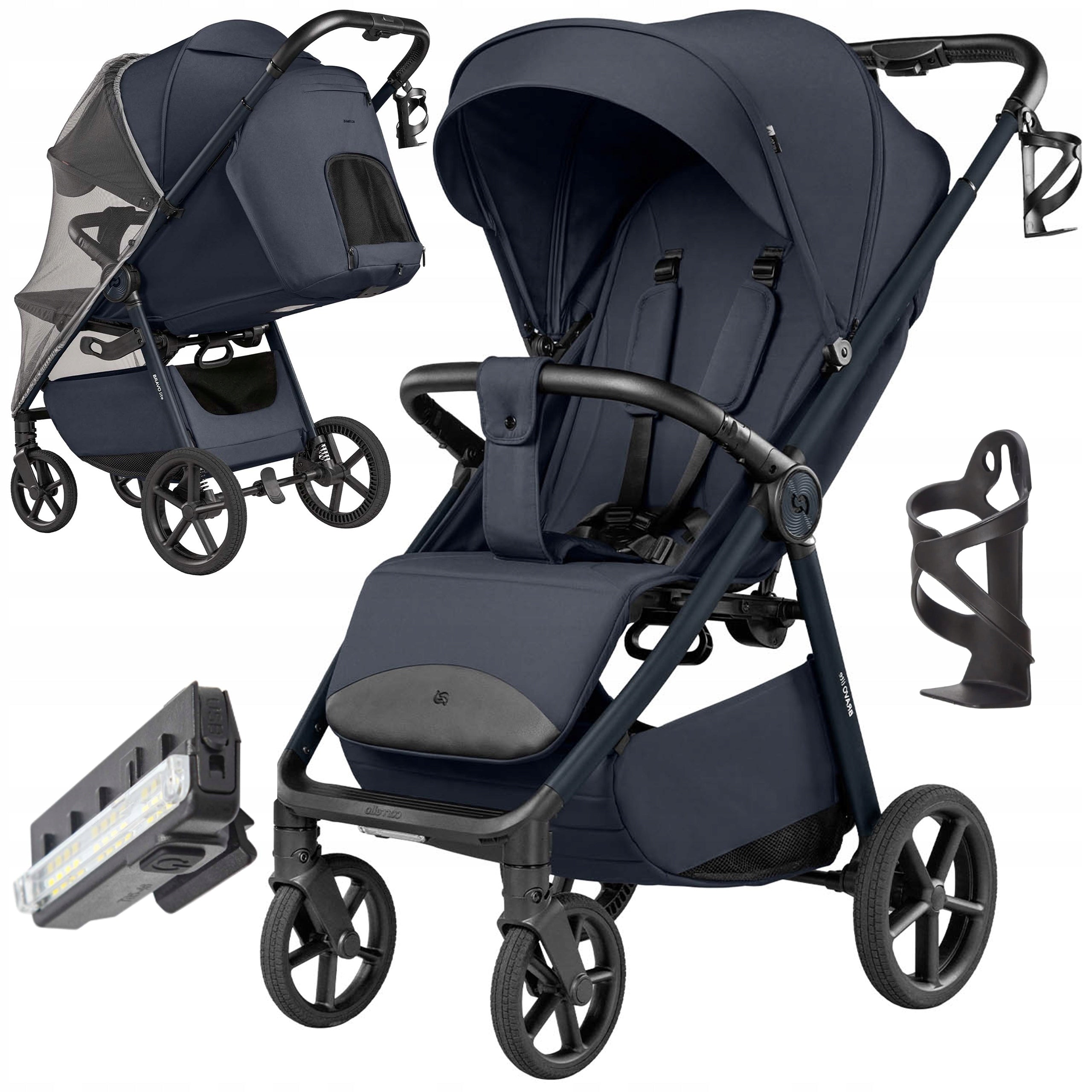 LIGHTWEIGHT STROLLER LARGE WHEELS FILM MOSQUITO NET LAMKA LED 0-22