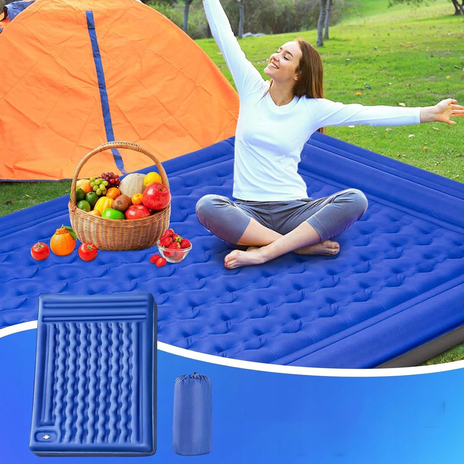 LIGHTWEIGHT TOURIST INFLATABLE MATTRESS BUILT-IN PUMP ROLL-UP MAT 200*140CM Manufacturer code SDF6S+FCSD