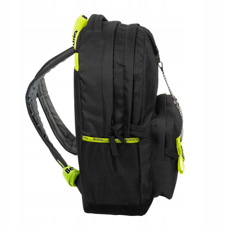 LIGHTWEIGHT YOUTH BACKPACK PASO BEUNIQ WITH CHAIN, BLACK + YELLOW Brand Paso