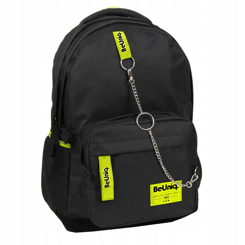 LIGHTWEIGHT YOUTH BACKPACK PASO BEUNIQ WITH CHAIN, BLACK + YELLOW
