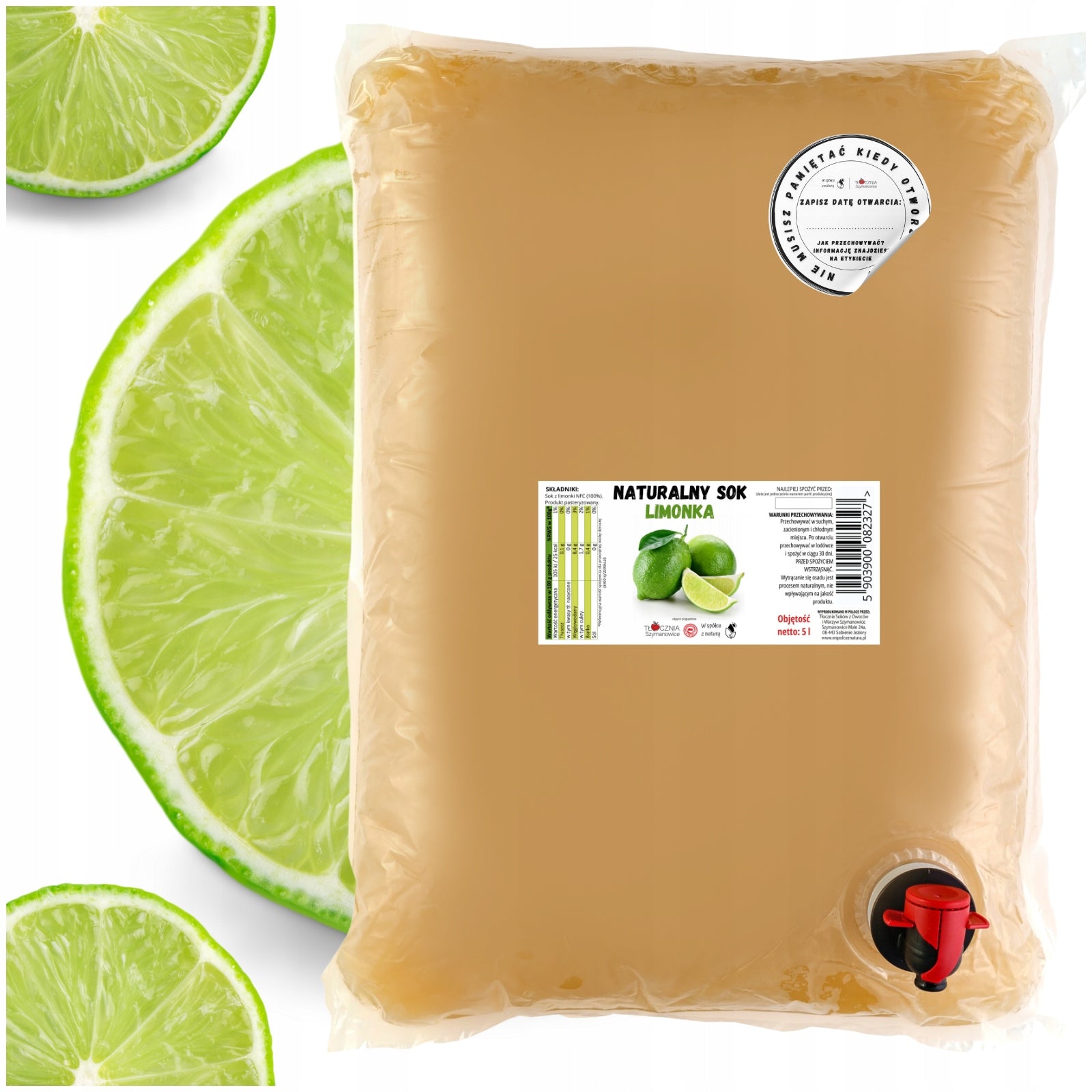 LIME JUICE 100% Sugar Free Pressing Plant Szymanowice NFC 5L