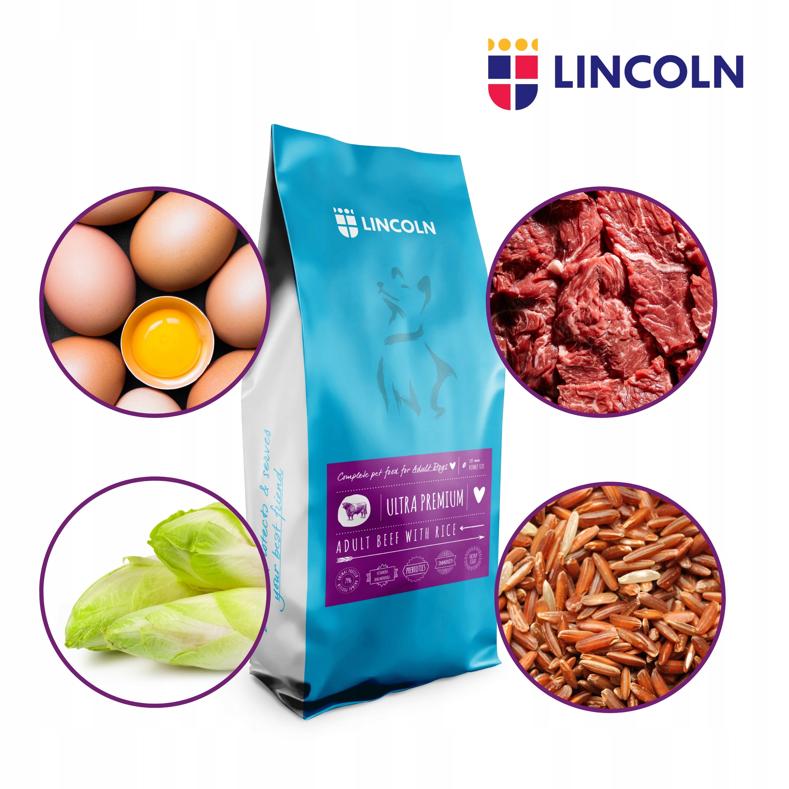 LINCOLN BEEF 12KG DRY FOOD SHEEPDOG LAMBRADOR HUSKY BEAGLE AMSTAFF Packaging status original