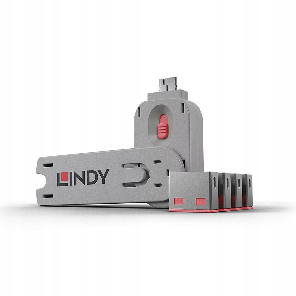 LINDY USB A port lock 4 pcs pink + key