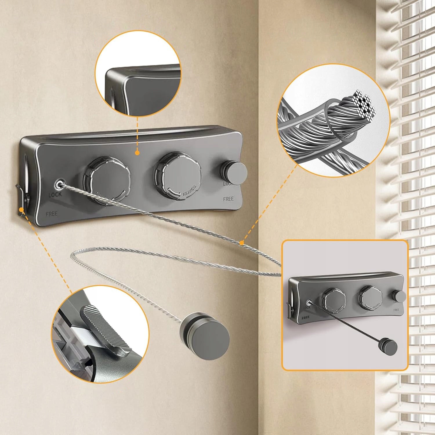 LINE EXTENDABLE FOR WASHING 5.1M ROTARY TENSIONER FOR DRYING THE BALCONY Manufacturer code fdfgykm