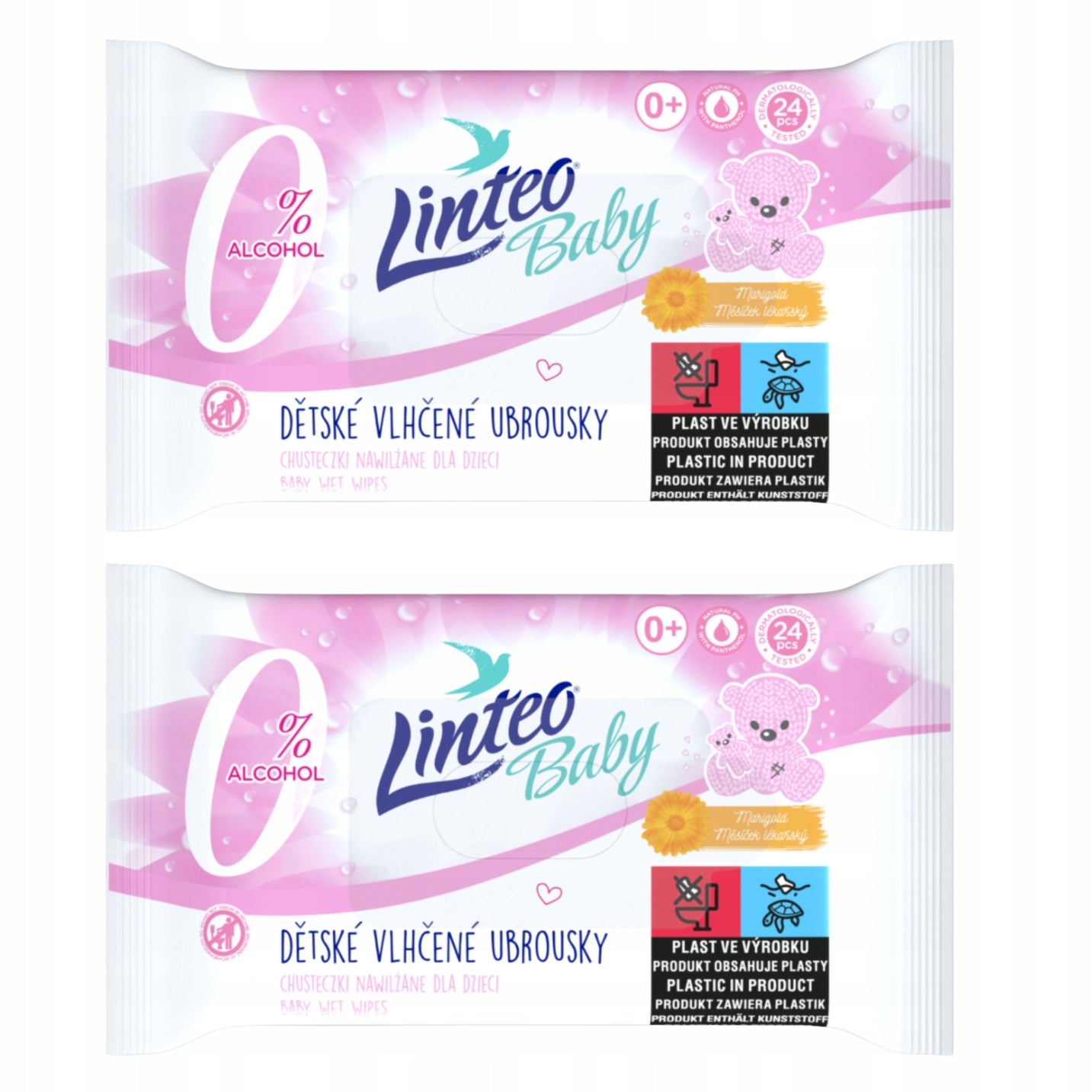 LINTEO Baby Wipes Moisturized Baby Paraben Free with Calendula 24pcs x2