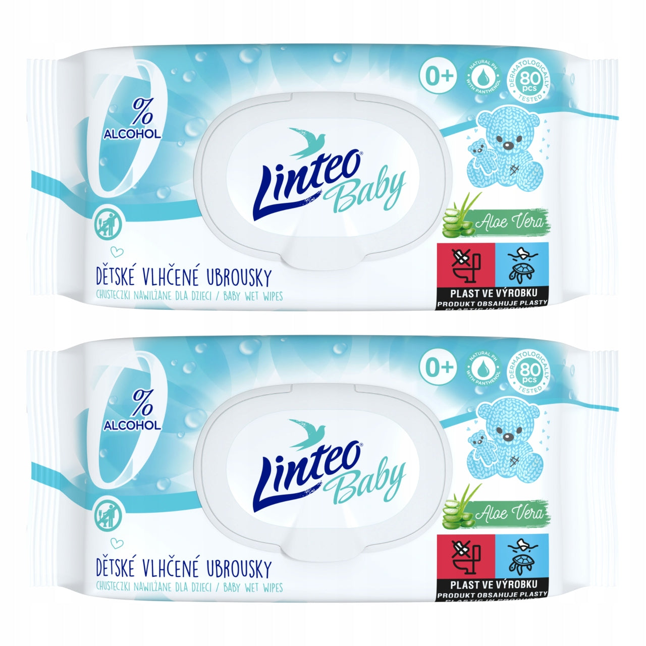 LINTEO Baby Wipes Moisturized Children with Aloe 80pcs.x2
