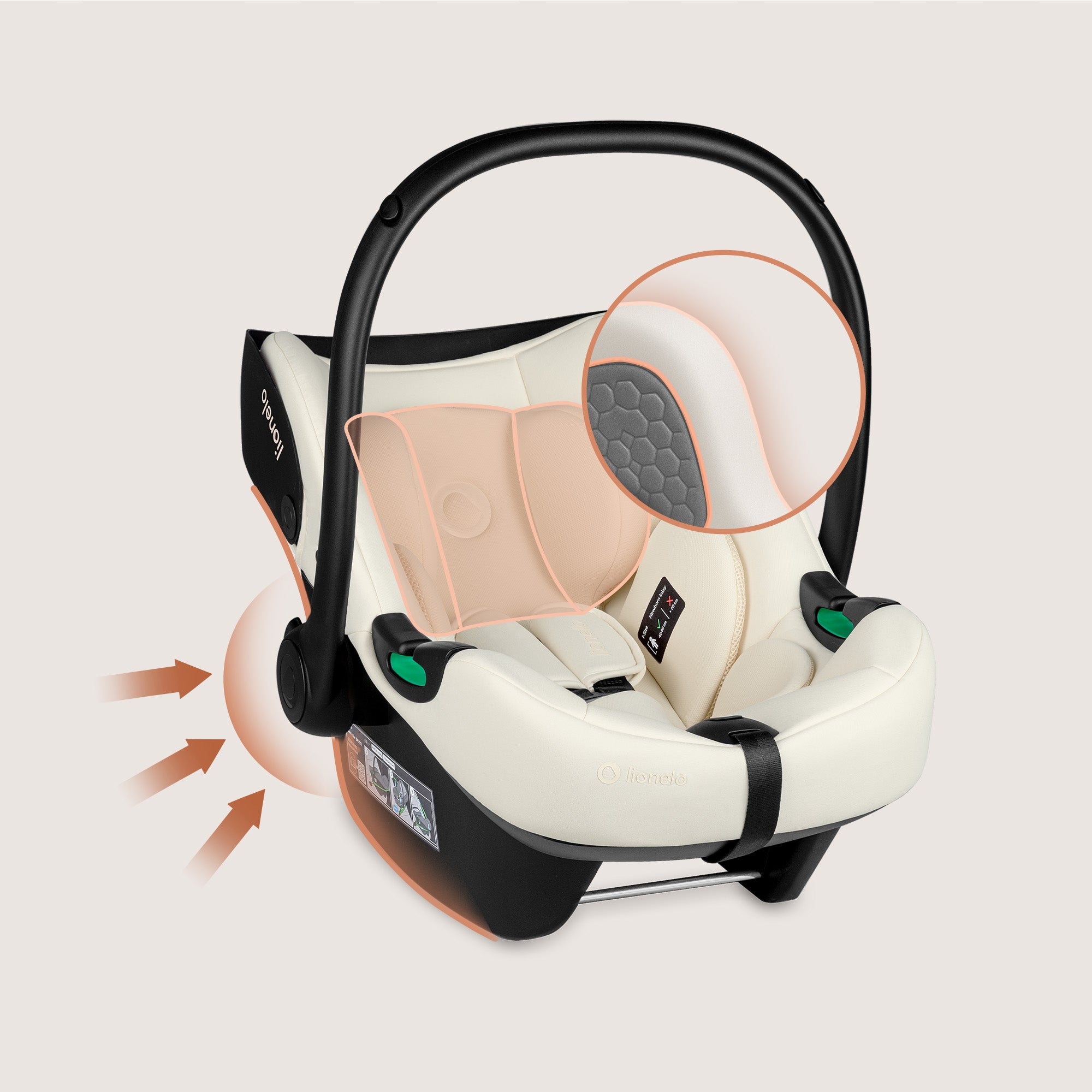 LIONELO Car seat with ISOFIX base set ASTRID 0-13 i-Size Cream Brand Lionelo