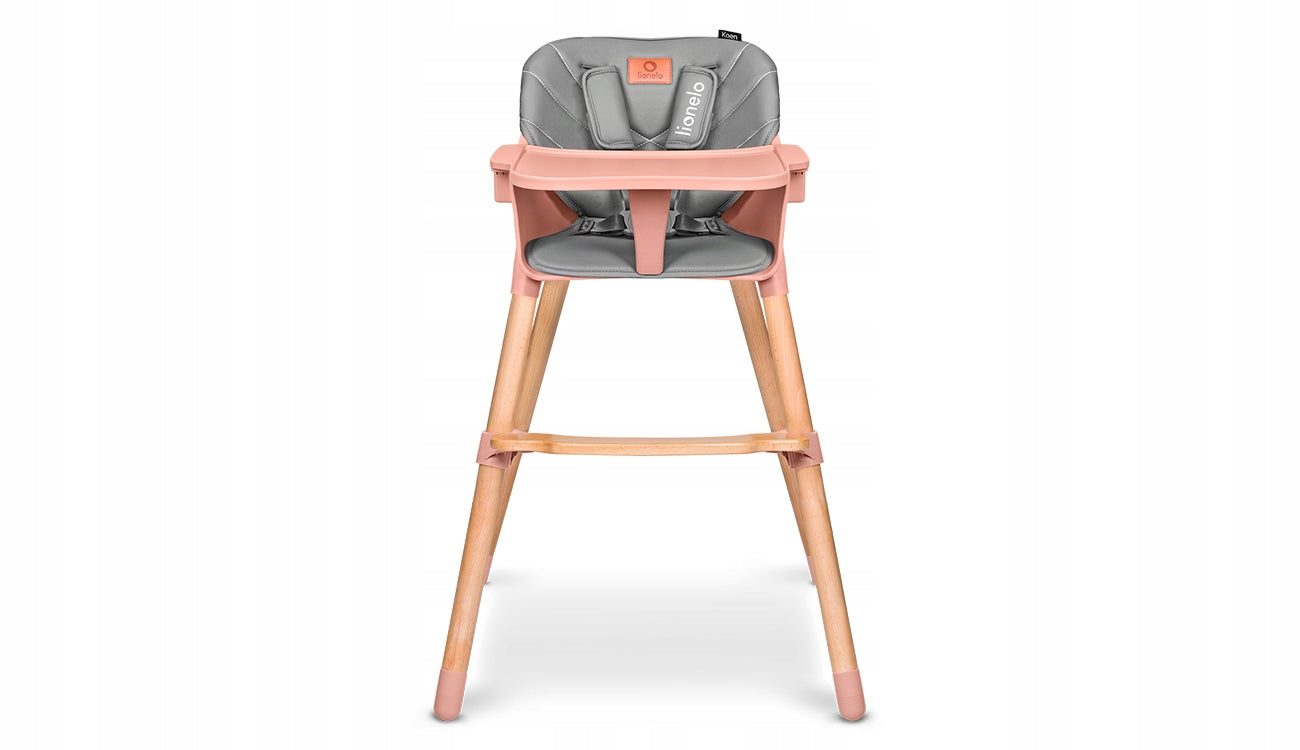 LIONELO Koen Pink Rose Highchair Color shades of gray and silver pink multicolor