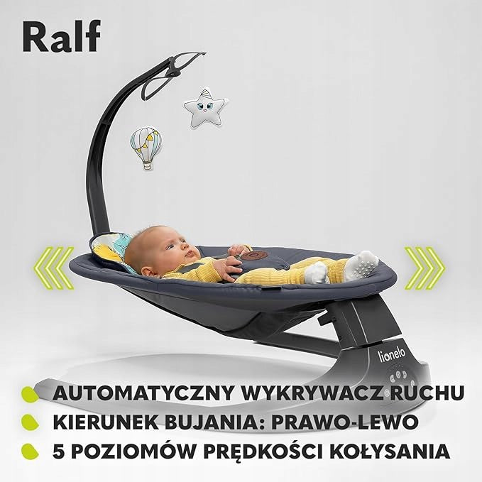 LIONELO RALF ROCKER LOUNGER 2IN1 FOR CHILDREN PILOT SOUND MUSIC BOX Length 65 cm