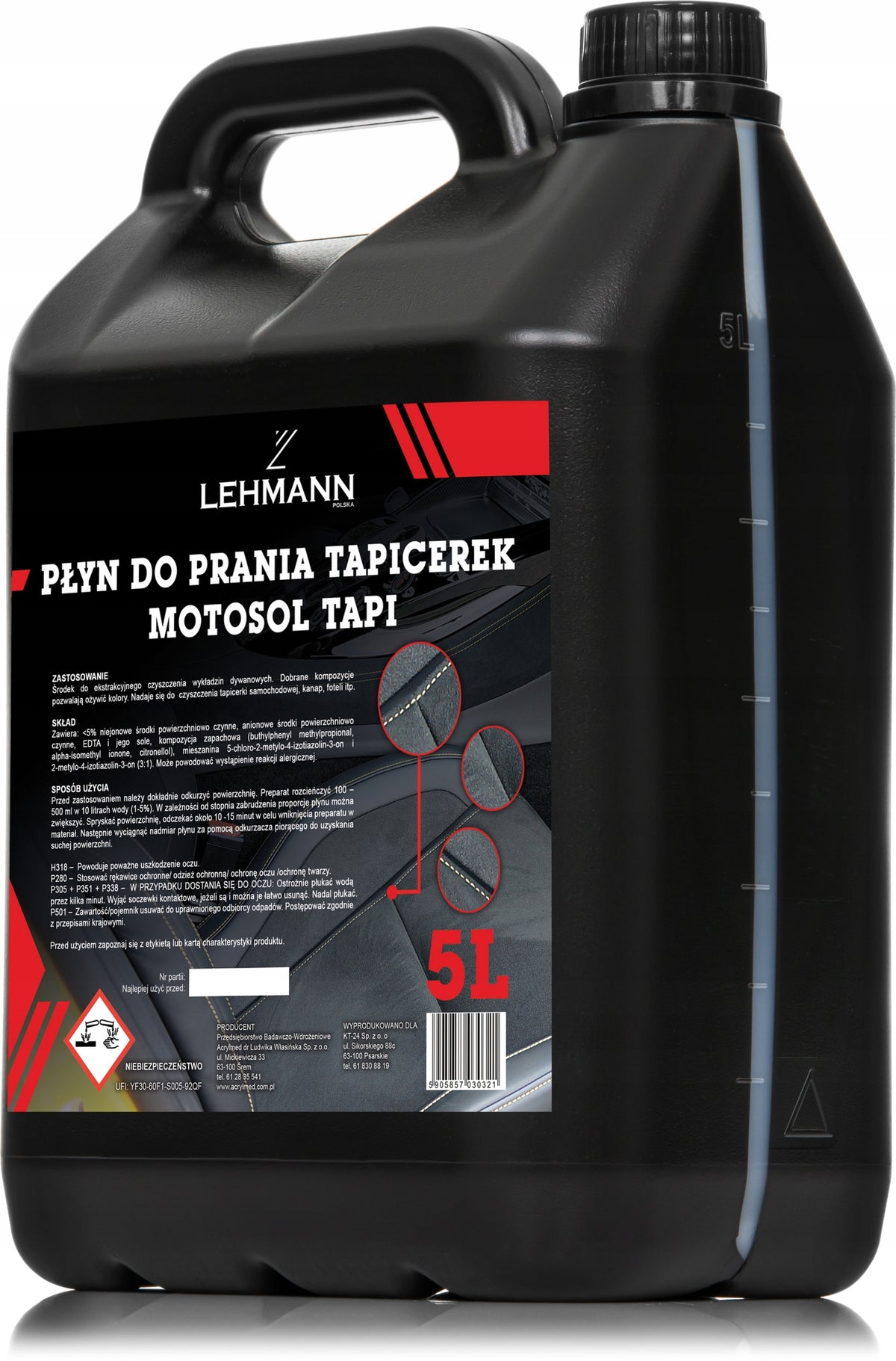 LIQUID CLEANING CARPETS UPHOLSTERY FOR WASHING 5L Manufacturer Lehmann