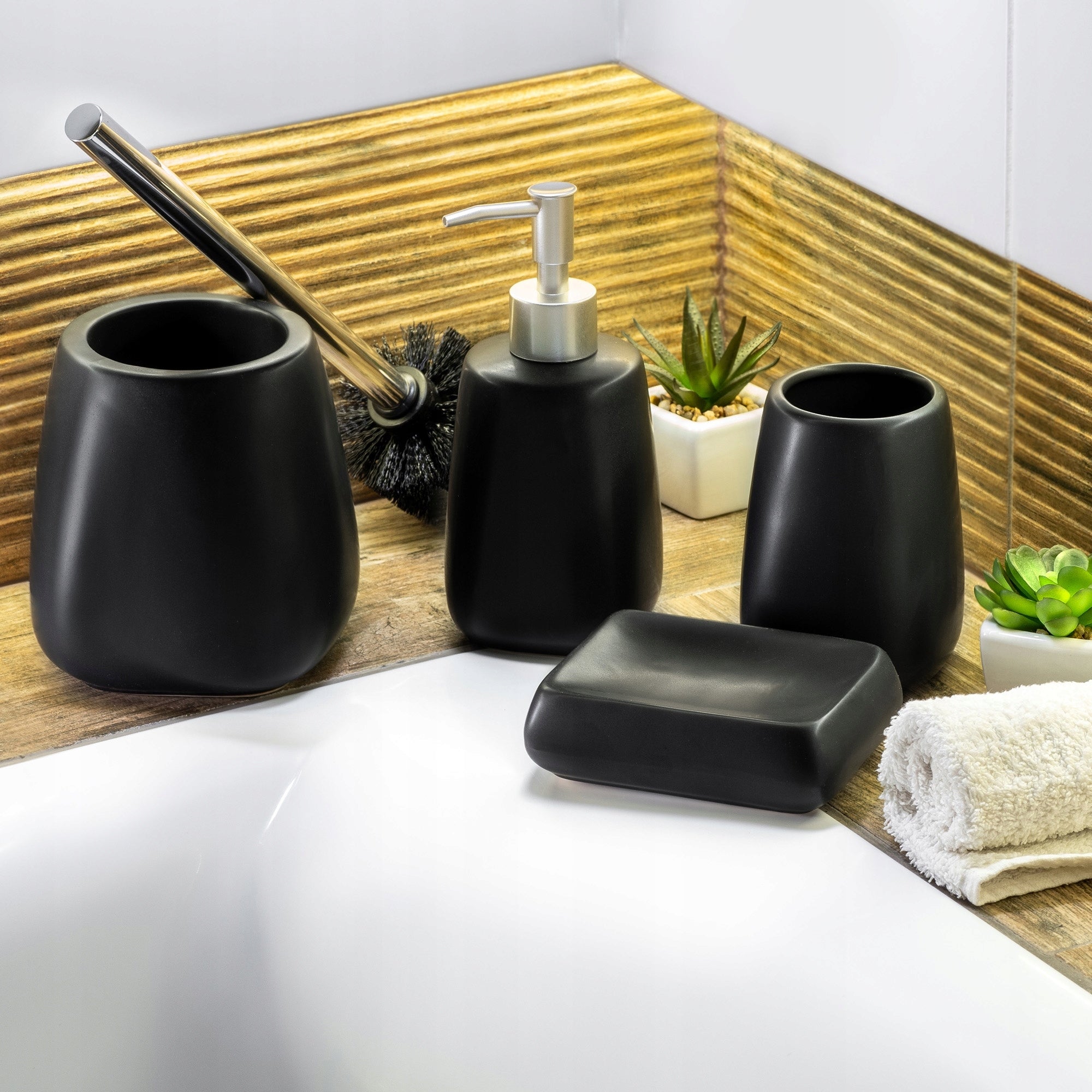 LIQUID SOAP DISPENSER LIQUID CONTAINER 400ML BLACK CERAMIC Capacity 400 ml