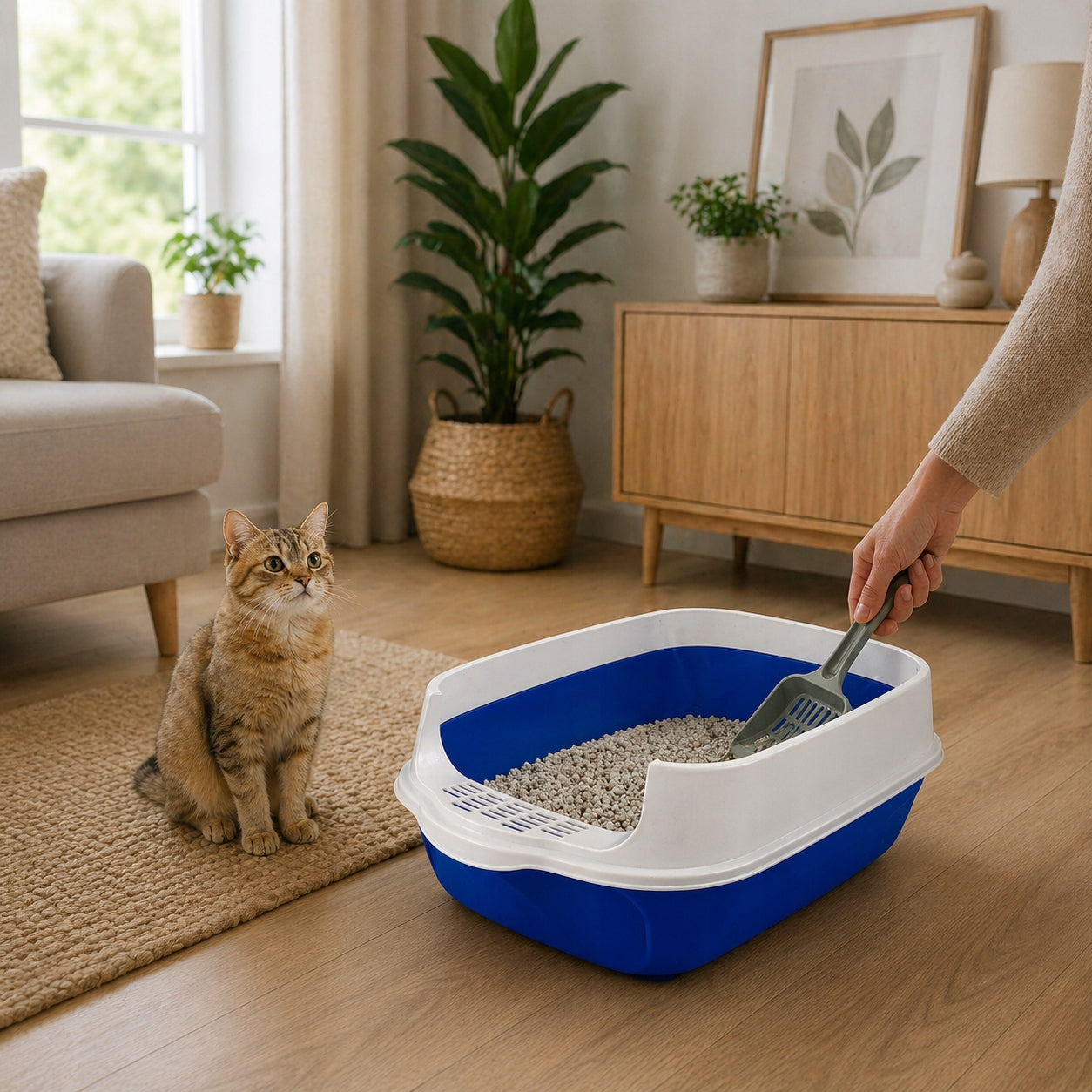 LITTER BOX CLOSED FOR CAT WITH FILTER+BLADE LARGE BLUE DESIGN COMFORT Model Kuweta zamknięta