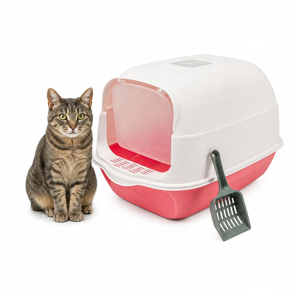 LITTER BOX CLOSED FOR CAT WITH FILTER+BLADE LARGE XL PINK DESIGN COMFORT
